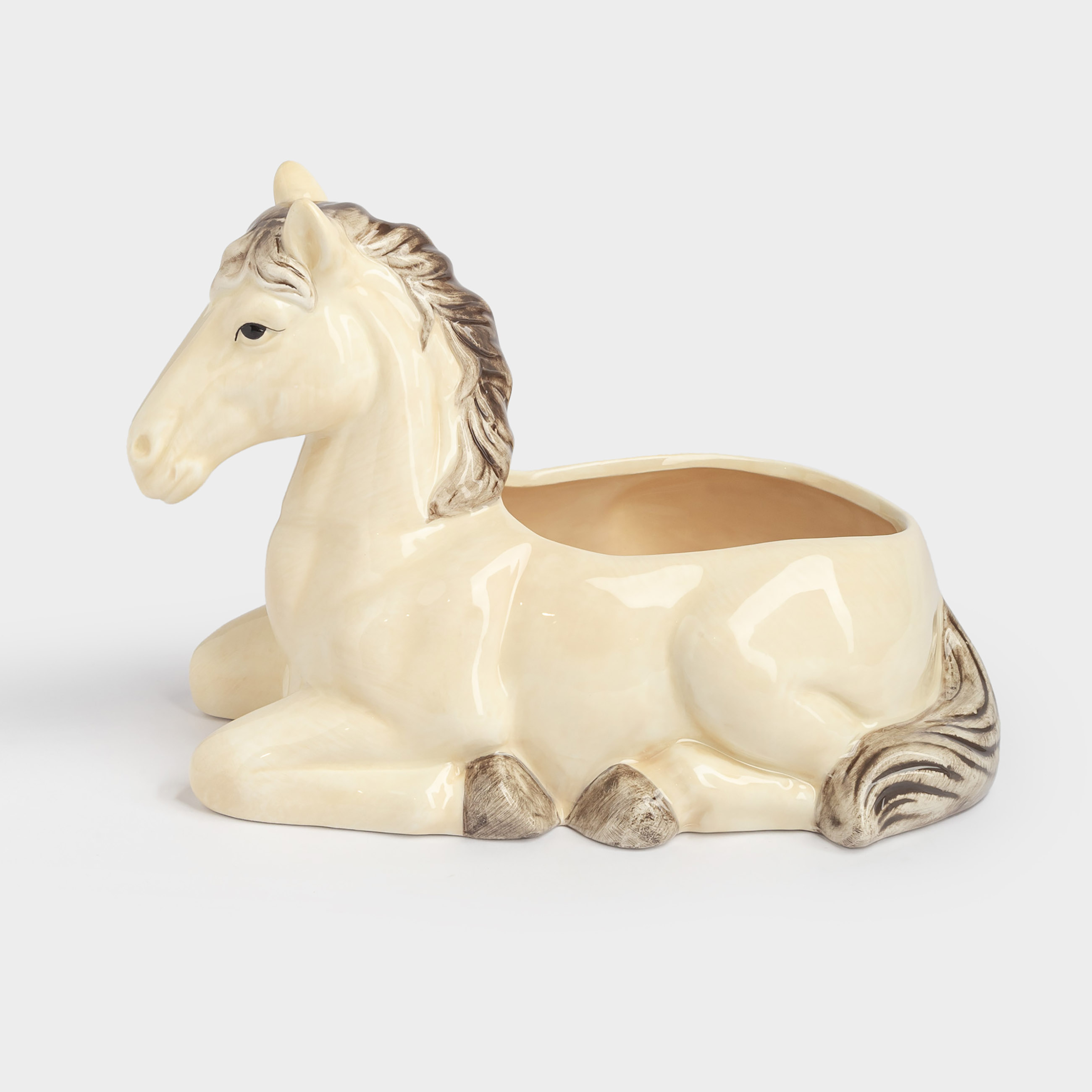 Конфетница, 26х18 см, керамика, бежево-коричневая, Конь, Natural horse, image-0