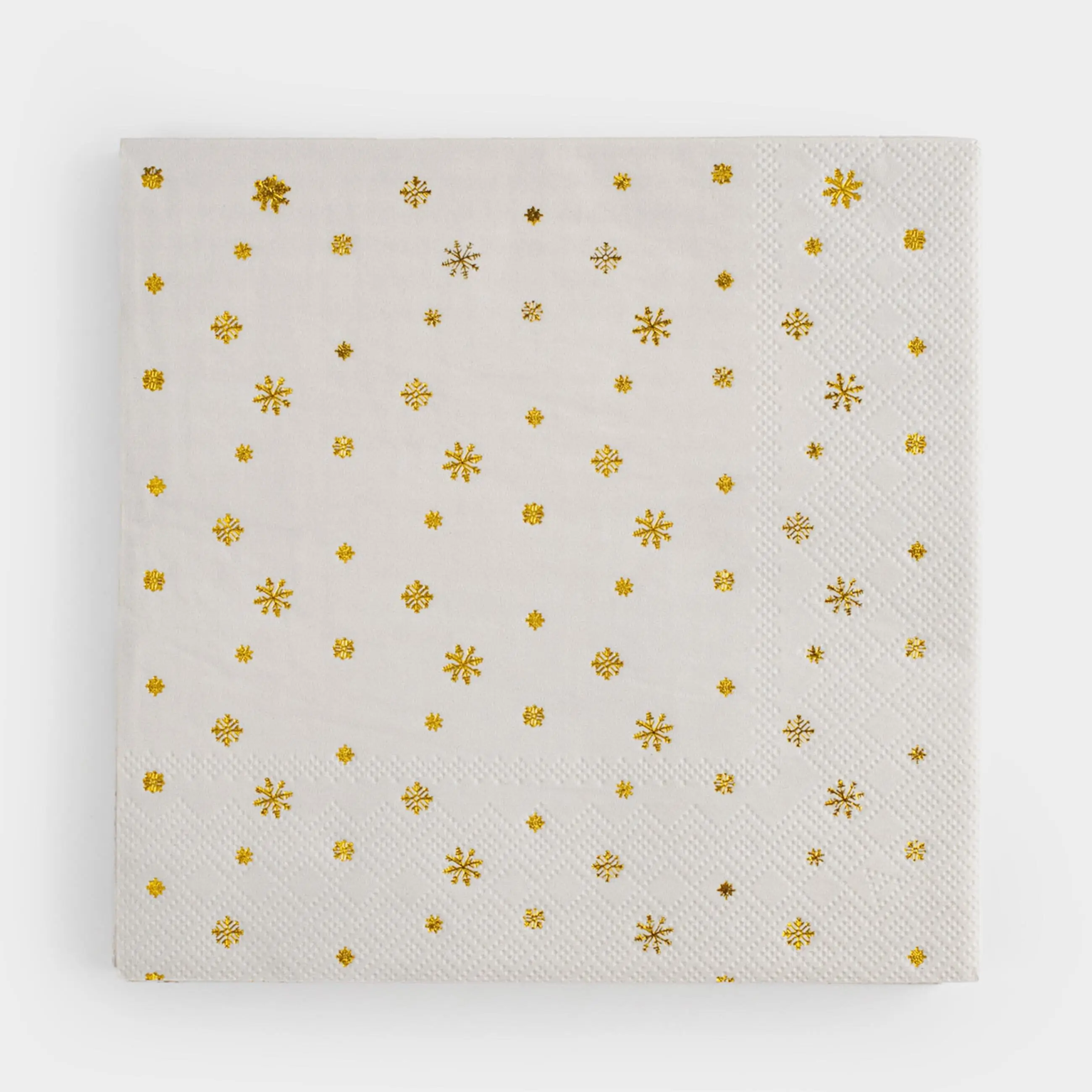 Салфетки бумажные, 33х33 см, 20 шт, квадратные, молочные, Снежинки, Snowfall gold
