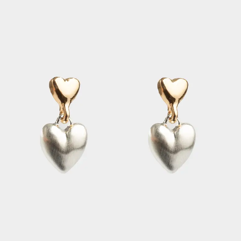 Серьги-пусеты, 2 см, 2 шт, металл, серебристо-золотистые, Jewelry heart ,image-0