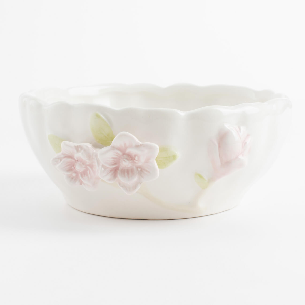 Салатник, 15х6 см, керамика, молочный, Цветы магнолии, Magnolia