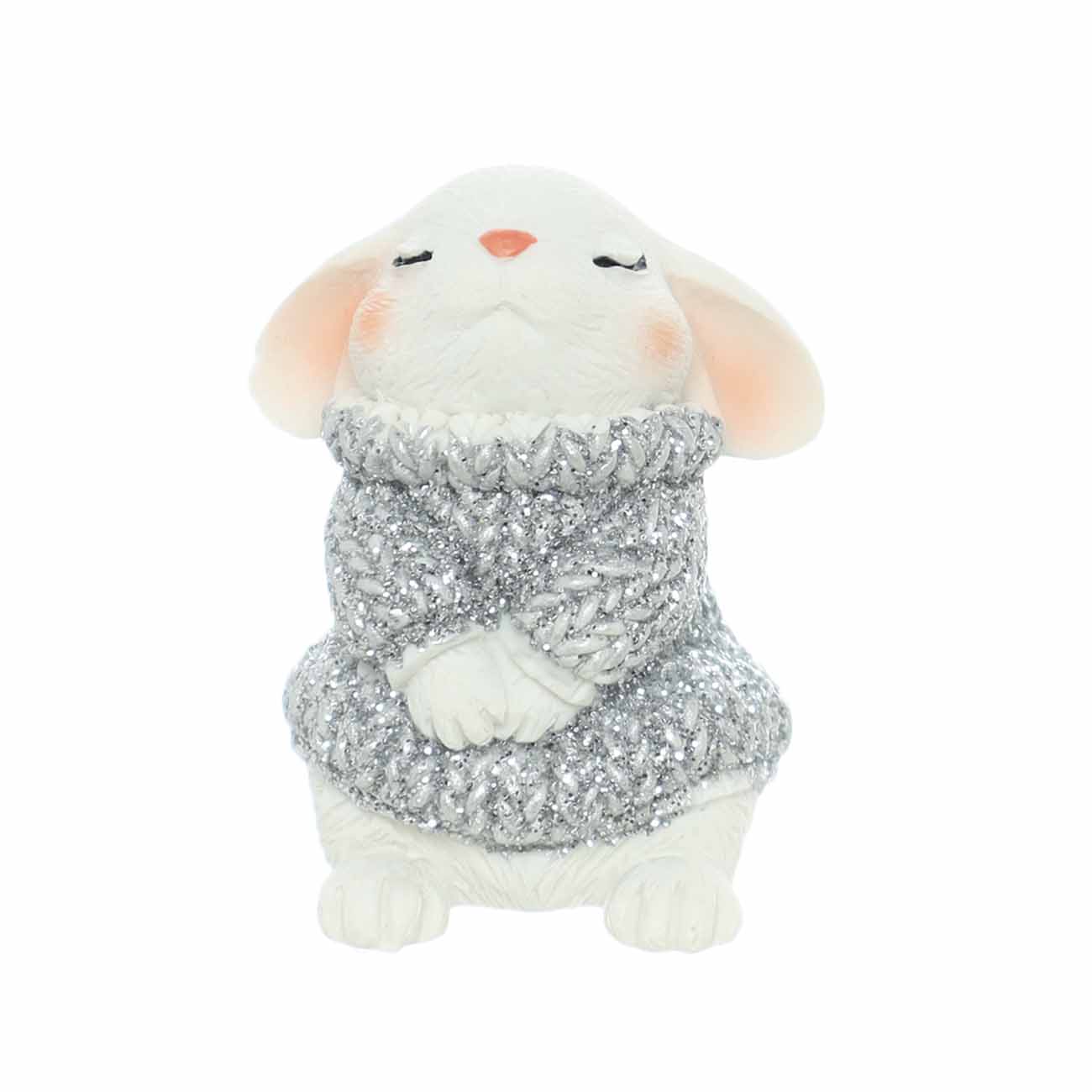 

Статуэтка, 5 см, полирезин, Белый кролик в серебристом свитере, Rabbit
