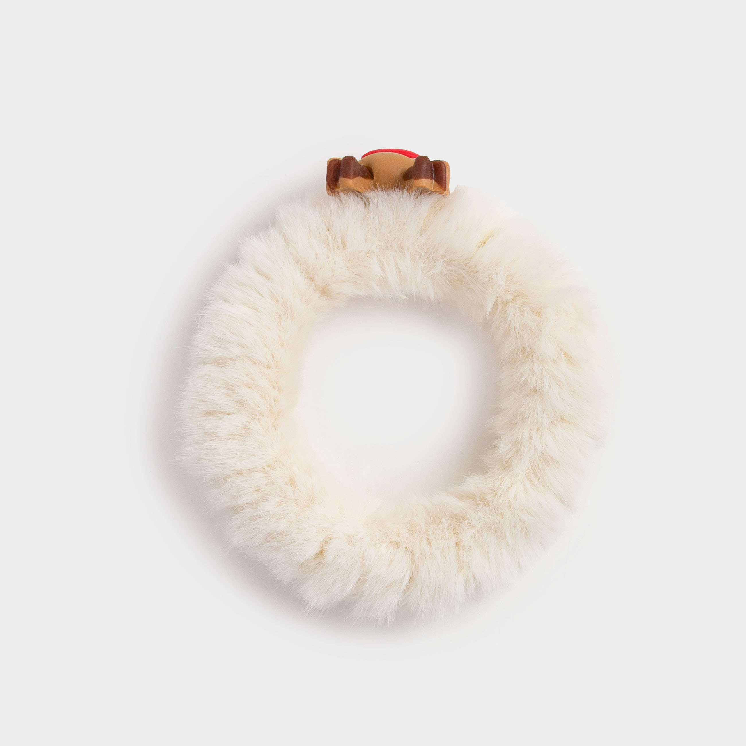 Резинка для волос, 6 см, искусственный мех/резина, бежевая, Олень, Wooly, image-1