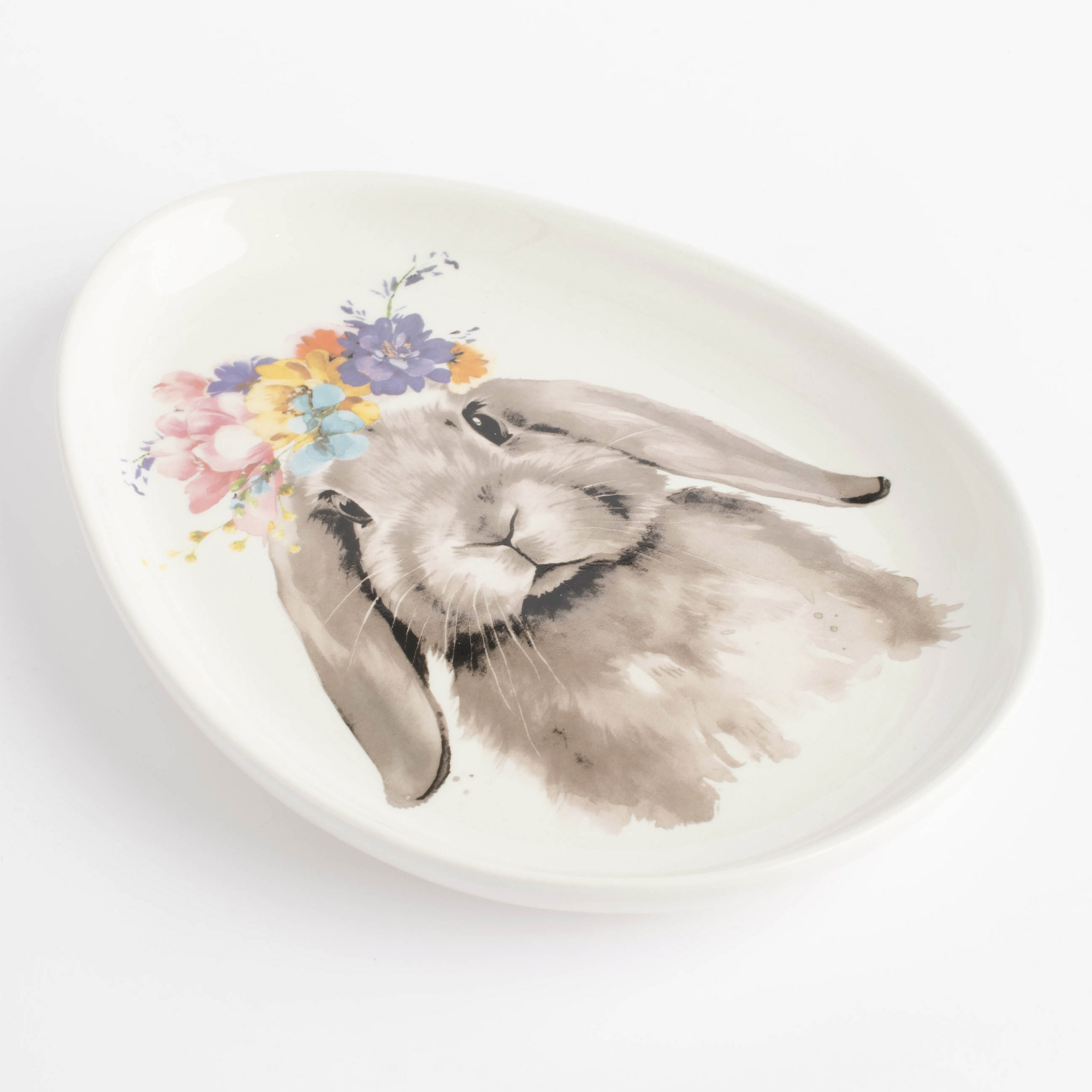 Блюдо, 21х16 см, керамика, белое, Яйцо, Кролик с цветами, Pure Easter изображение № 2