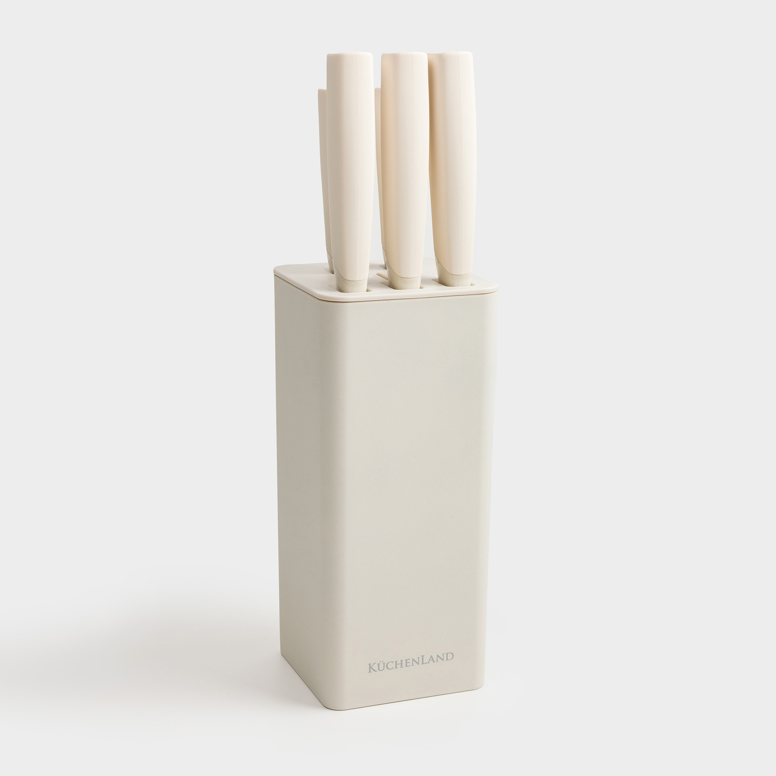 Набор ножей 5 пр в подставке стальпластик бежевый Levadi 2990₽