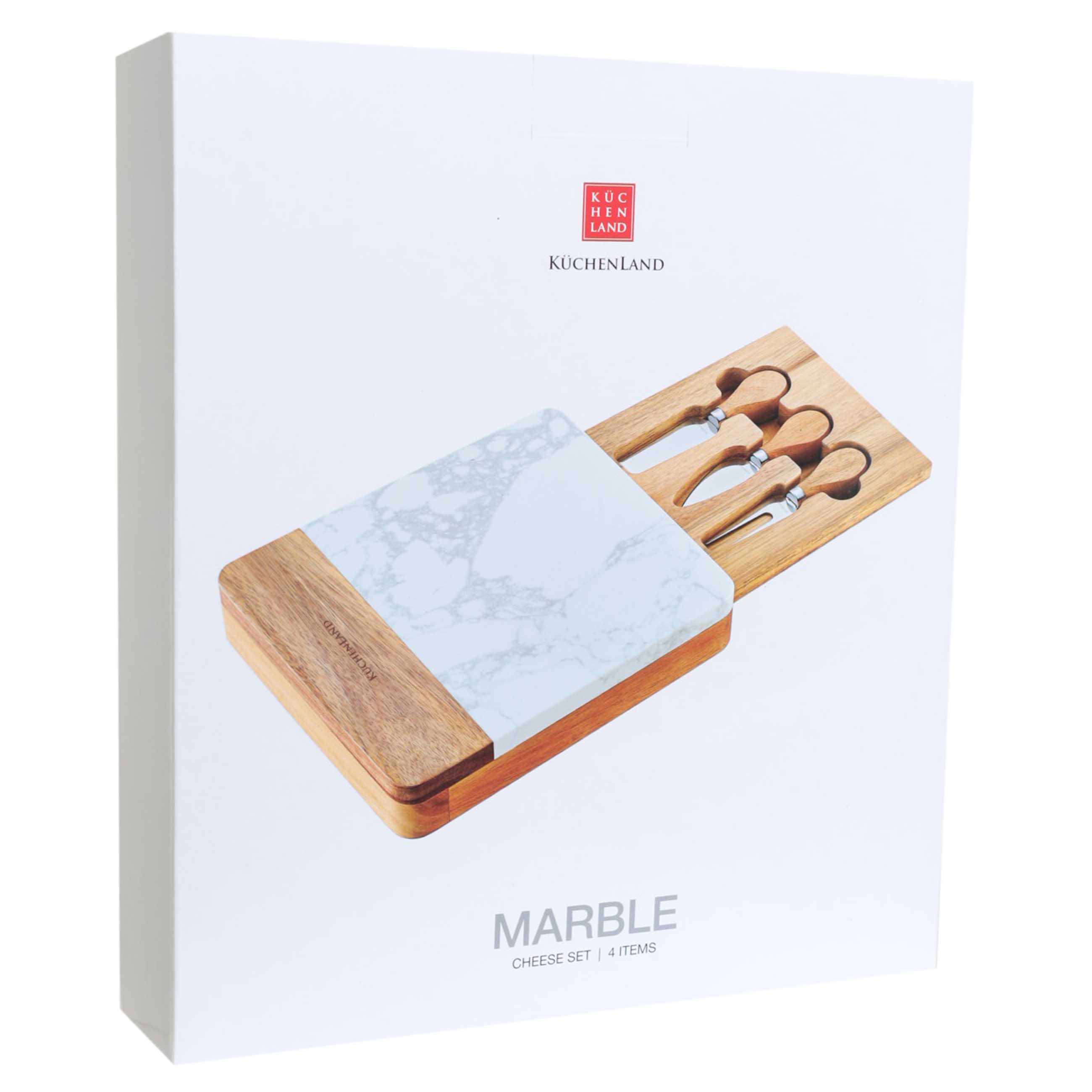 Набор для сыра, 4 пр, доска-ящик для хранения, мрамор/дерево, Marble изображение № 6