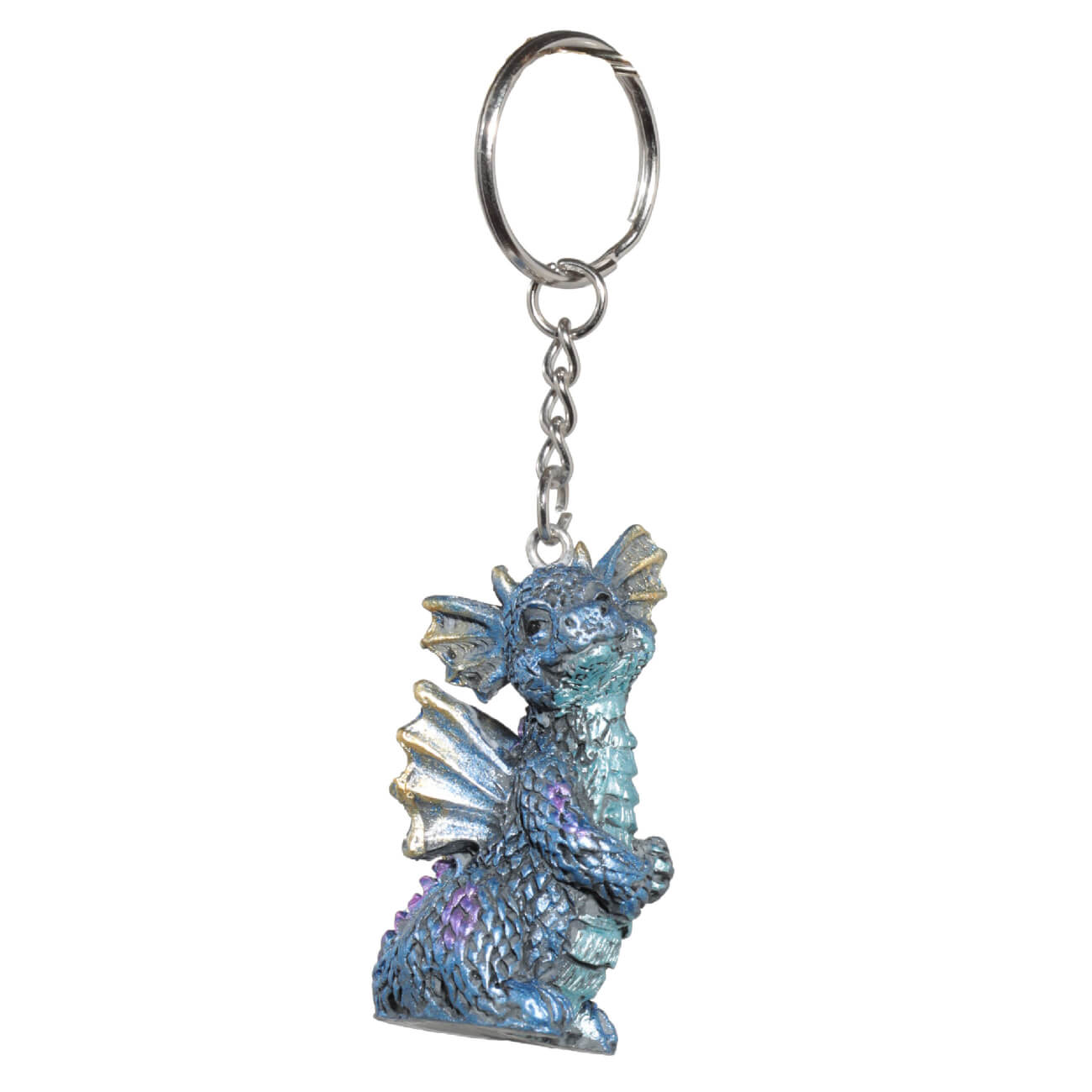 Брелок, 5 см, полирезин/металл, синий радужный, Дракон, Dragon blu изображение № 1