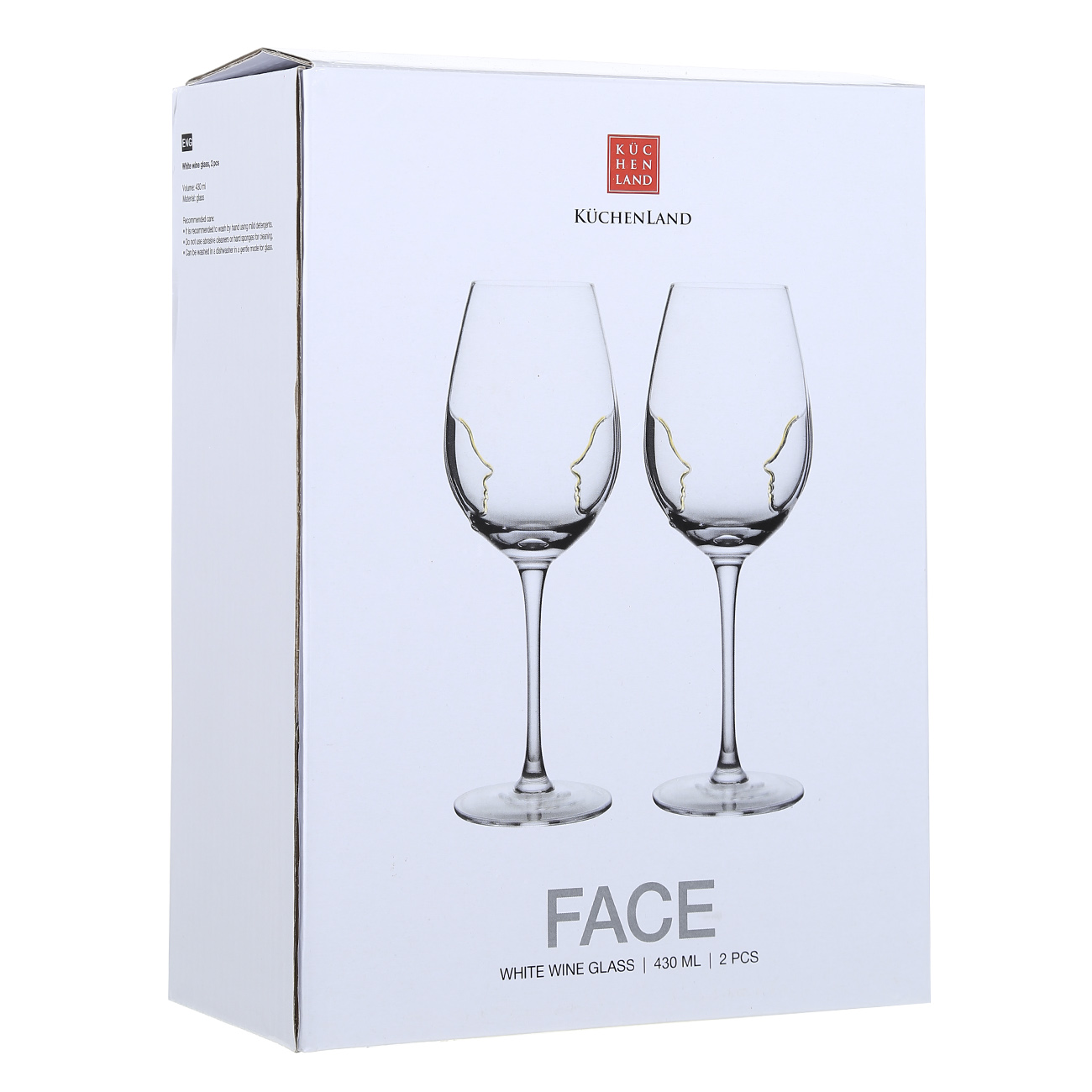 Бокал для вина, 430 мл, 2 шт, стекло, Золотистые лица, Face gold изображение № 2