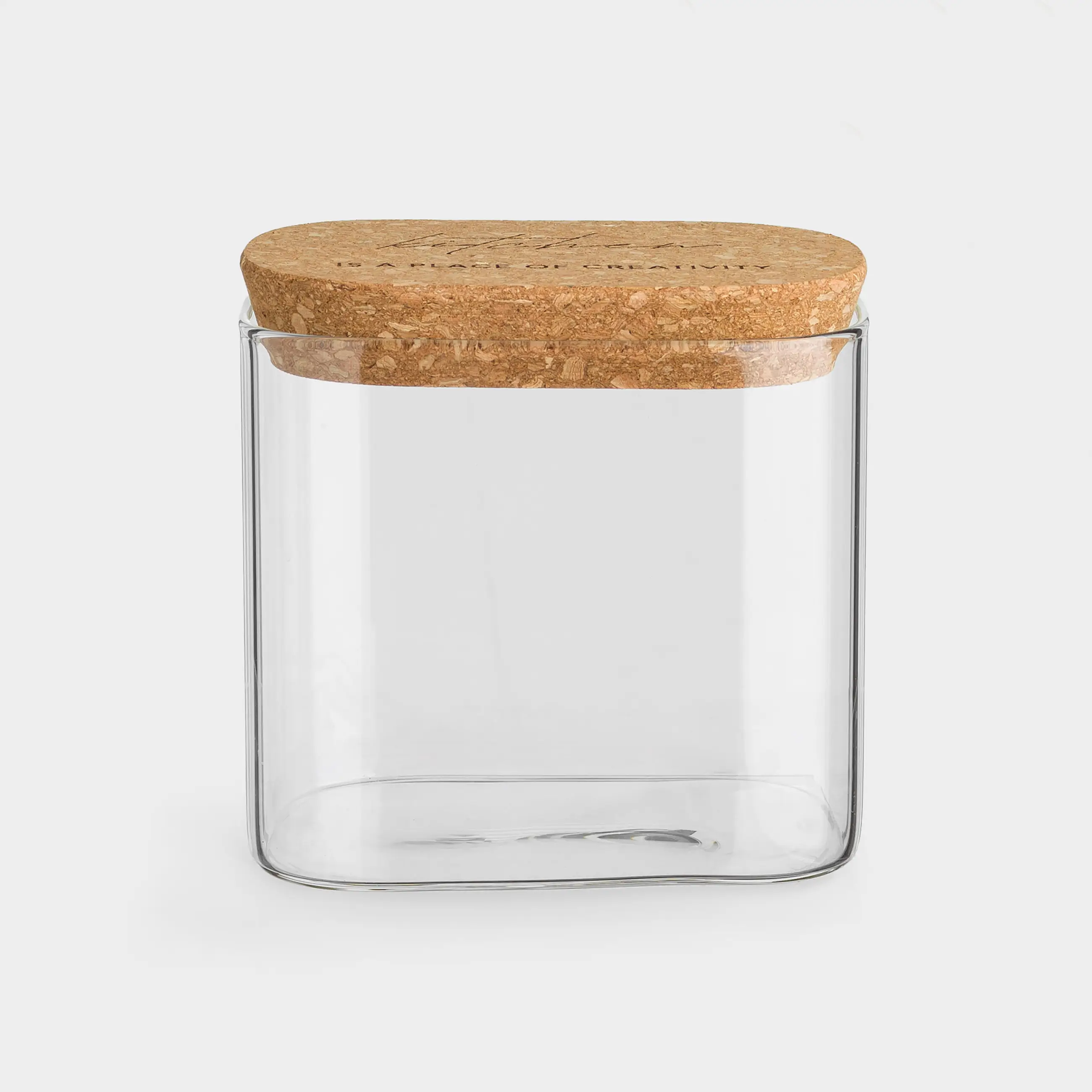 Банка для сыпучих продуктов, 600 мл, стекло/пробка, прямоугольная, Clear cork