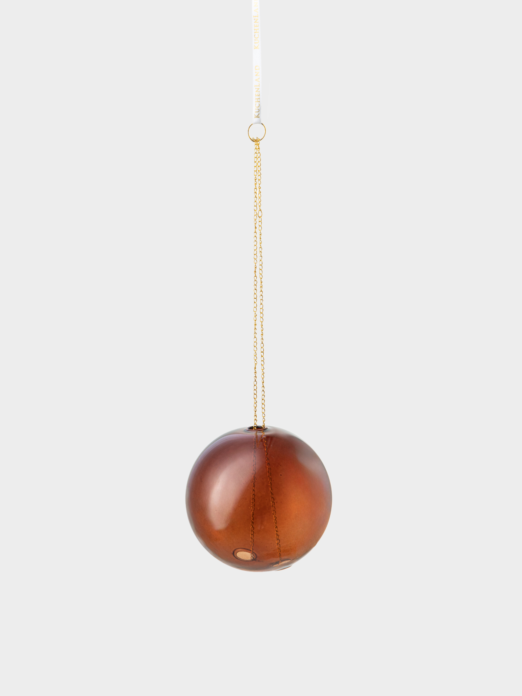 Игрушка елочная, 8х23 см, стекло/металл, коричневая, Шар на цепи, Ball christmas, image-1