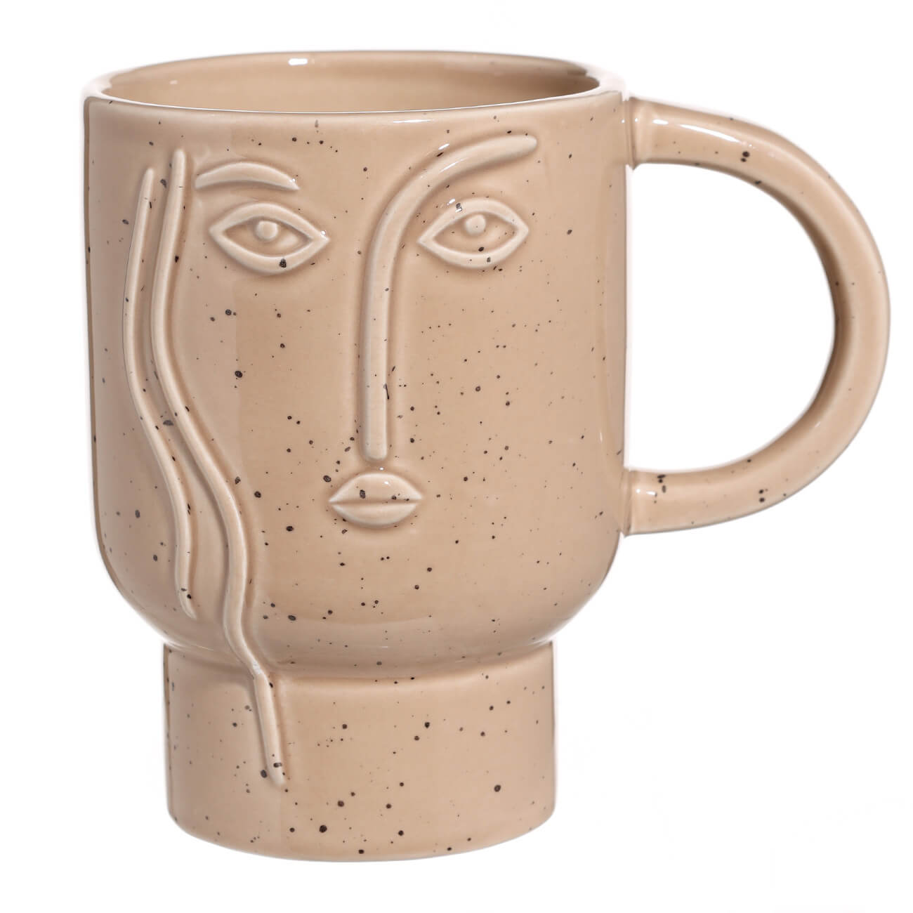 кружка ahmad tea great britain 370 мл керамика с символами лондона Кружка, 450 мл, керамика, бежевая, Лицо, Face