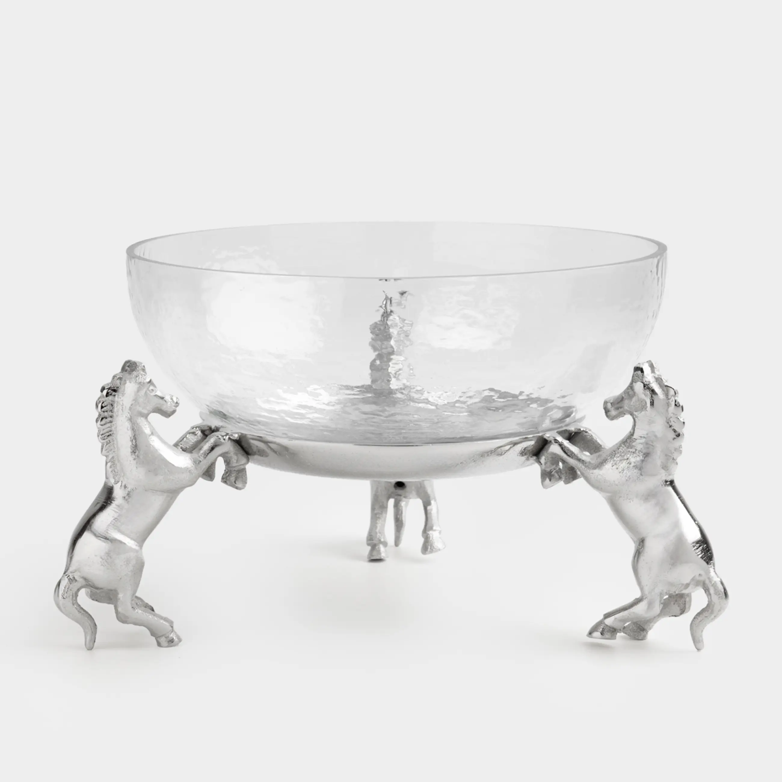 Ваза для фруктов, 25х22 см, на подставке, стекло/металл, серебристая, Кони, Horse silver