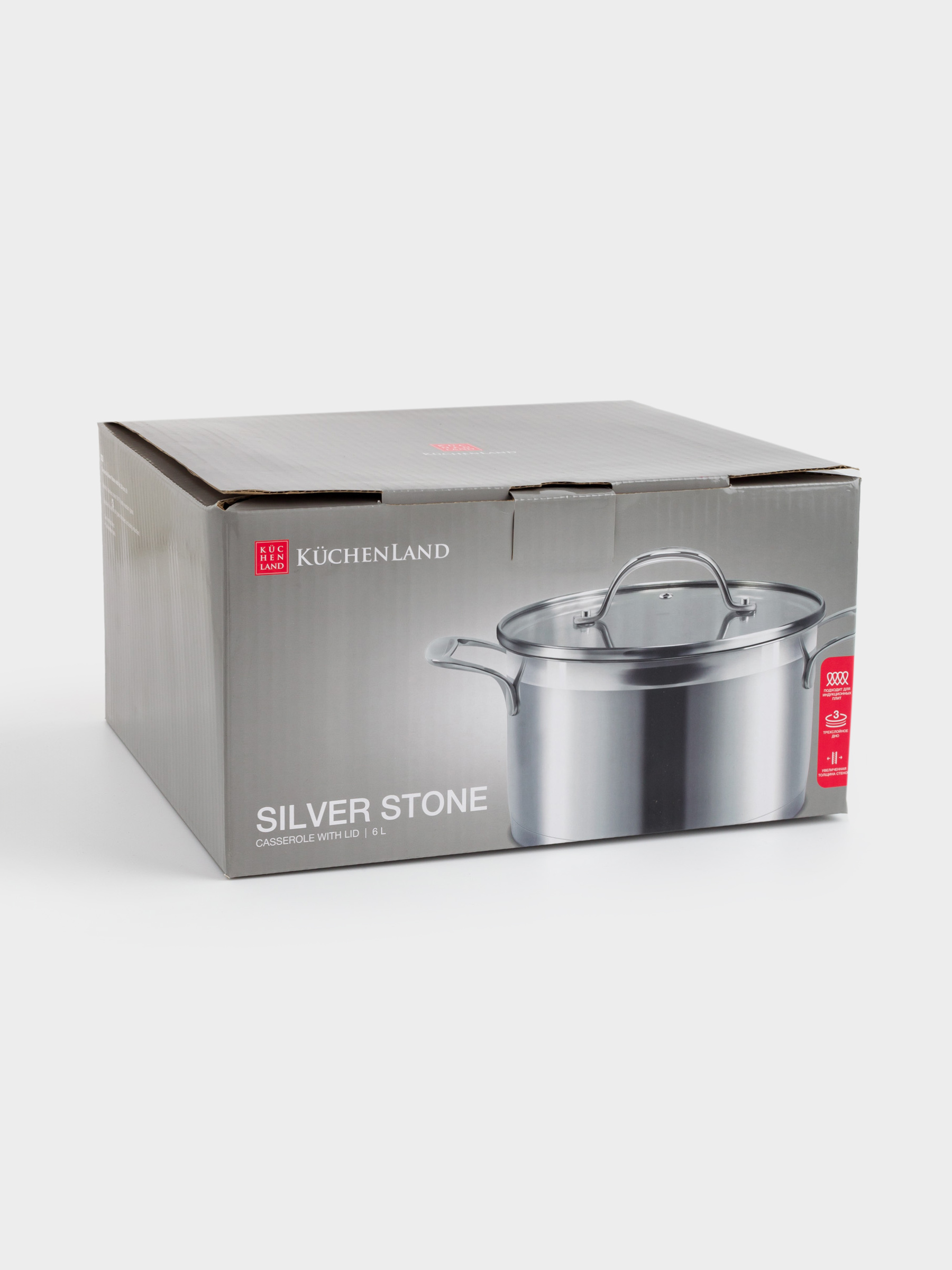 Кастрюля, 24 см, 6 л, с крышкой, сталь/стекло Б, Silver Stone, image-6