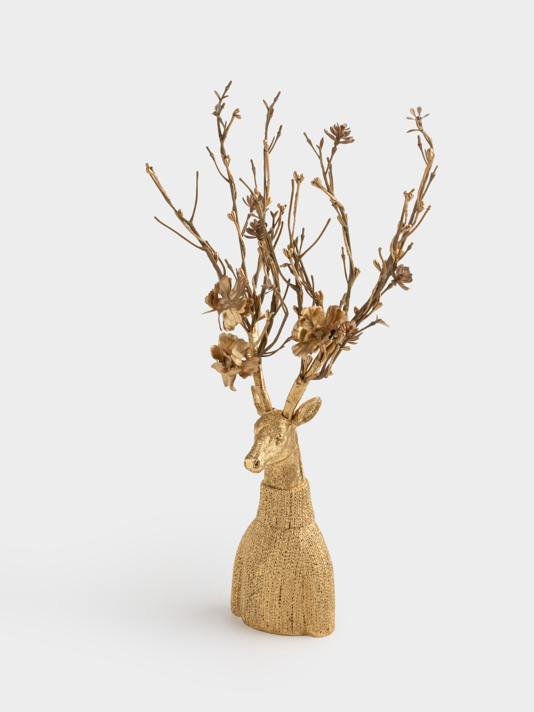 Статуэтка, 40 см, полирезин, золотистая, Олень в свитере, Deer, image-2