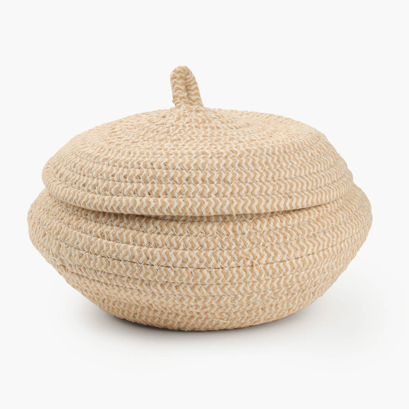 

Корзина для хранения, 17х12 см, с крышкой, хлопок, круглая, бежевая, Tote