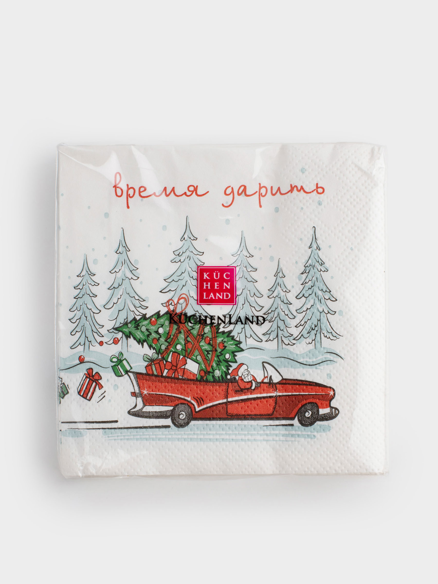 Салфетки бумажные, 21х21 см, 20 шт, квадратные, белые, Время дарить, Red car, image-4