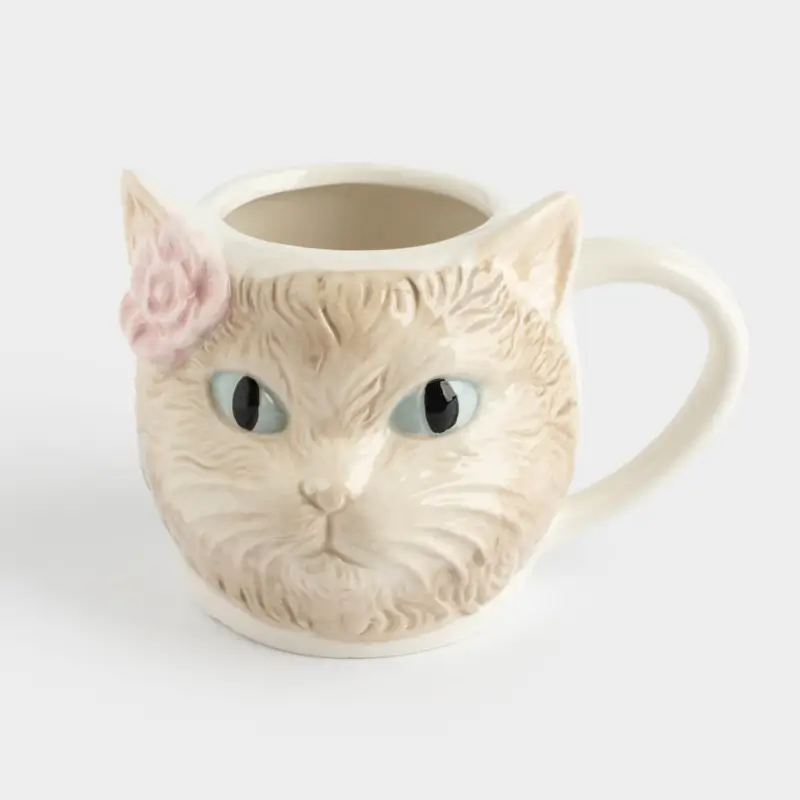 Кружка, 480 мл, керамика, молочно-бежевая, Кот, Cat