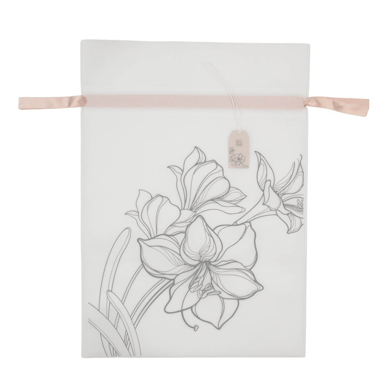 Мешок подарочный, 30х45 см, с завязками, полипропилен, белый, Цветы, Flower garden