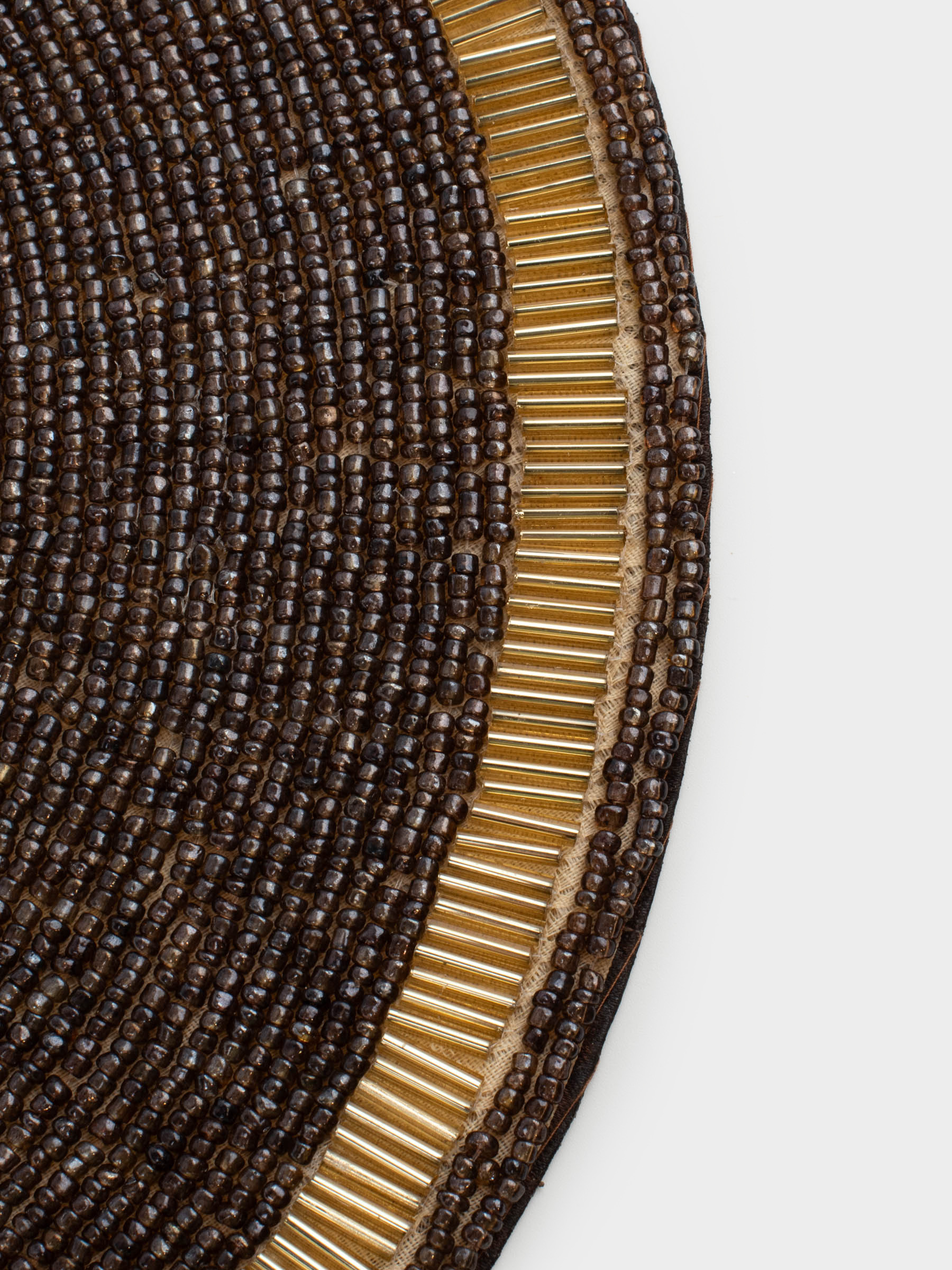 Салфетка под приборы, 36 см, бисер, круглая, коричнево-золотистая, Пчела, Art beads, image-2