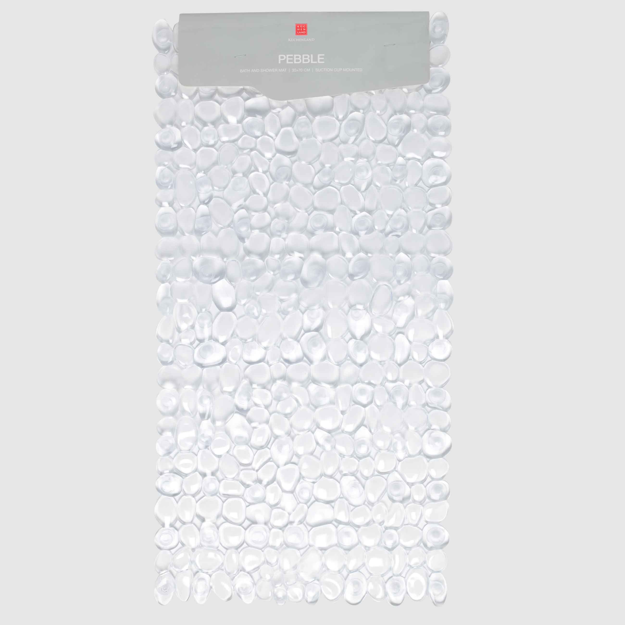 Коврик для ванны/душа, 35х70 см, на присосках, ПВХ, прямоугольный, белый, Камни, Pebble изображение № 4