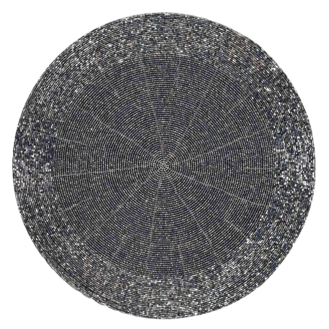 

Салфетка под приборы, 36 см, бисер, круглая, серо-серебристая, Shiny beads