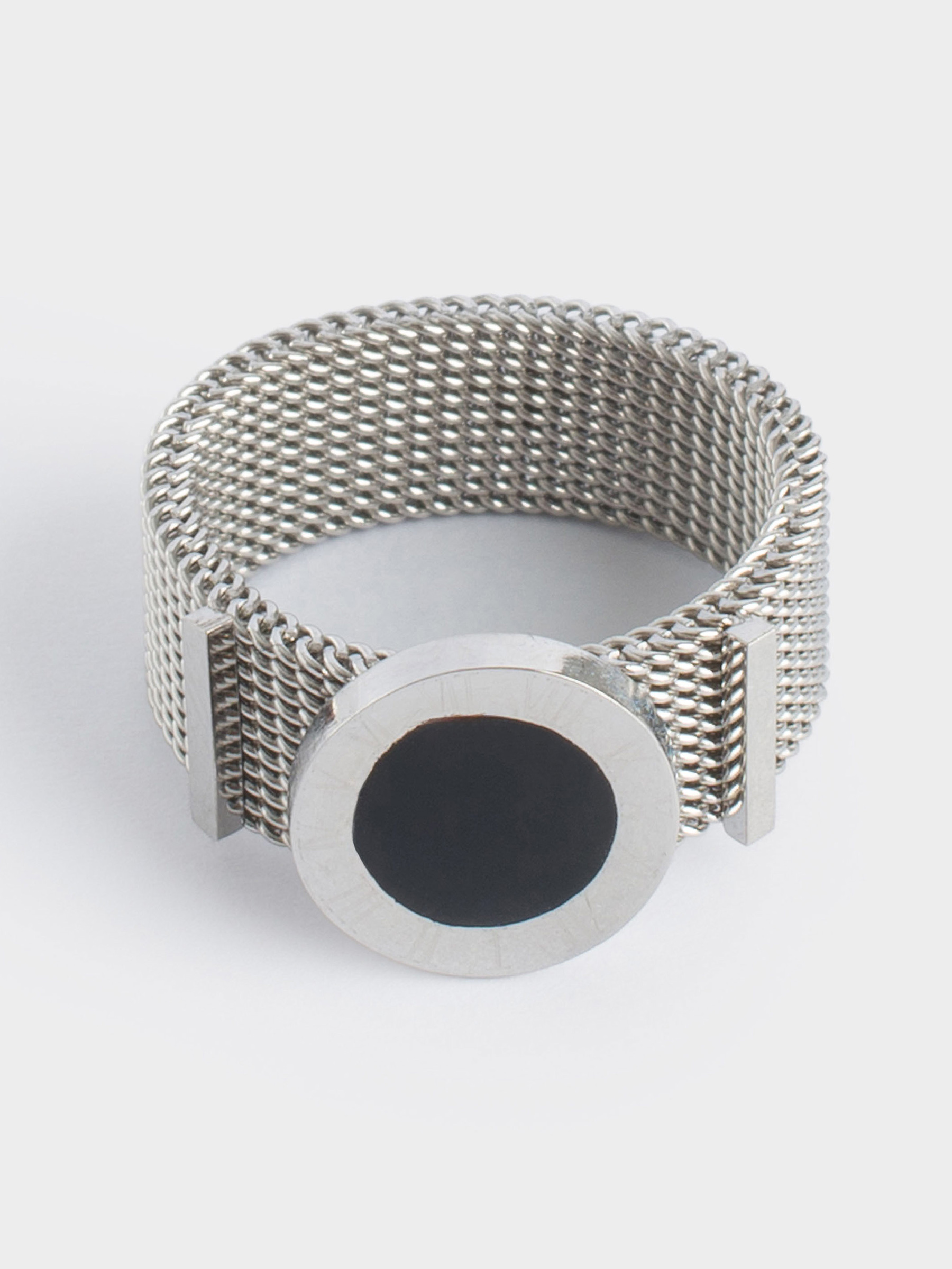 Кольцо, р. S-M, единый размер, сталь, серебристо-черное, Часы, Jewelry black
