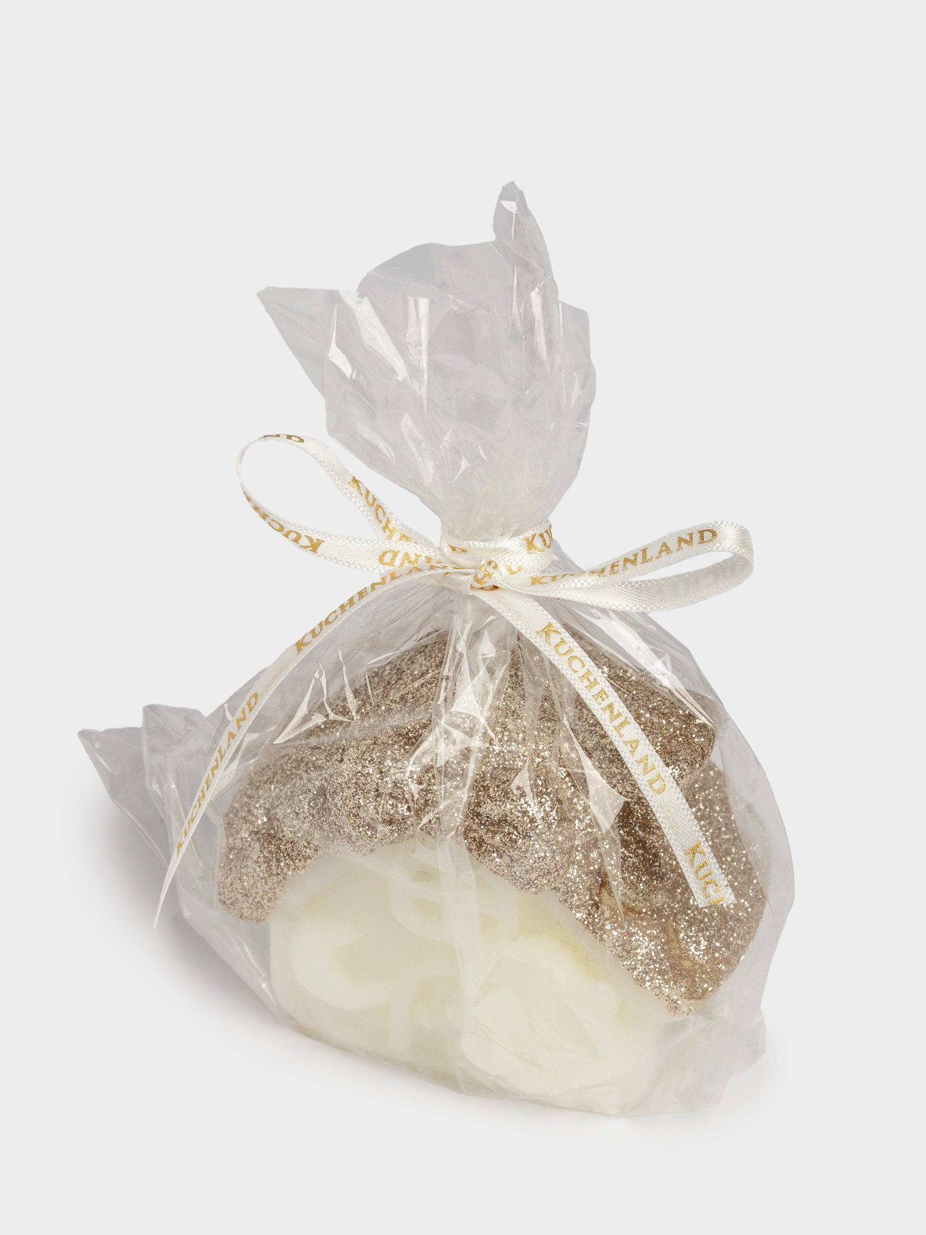 Свеча, 8x6 см, с блестками, молочно-золотистая, Домик, House shape, image-3