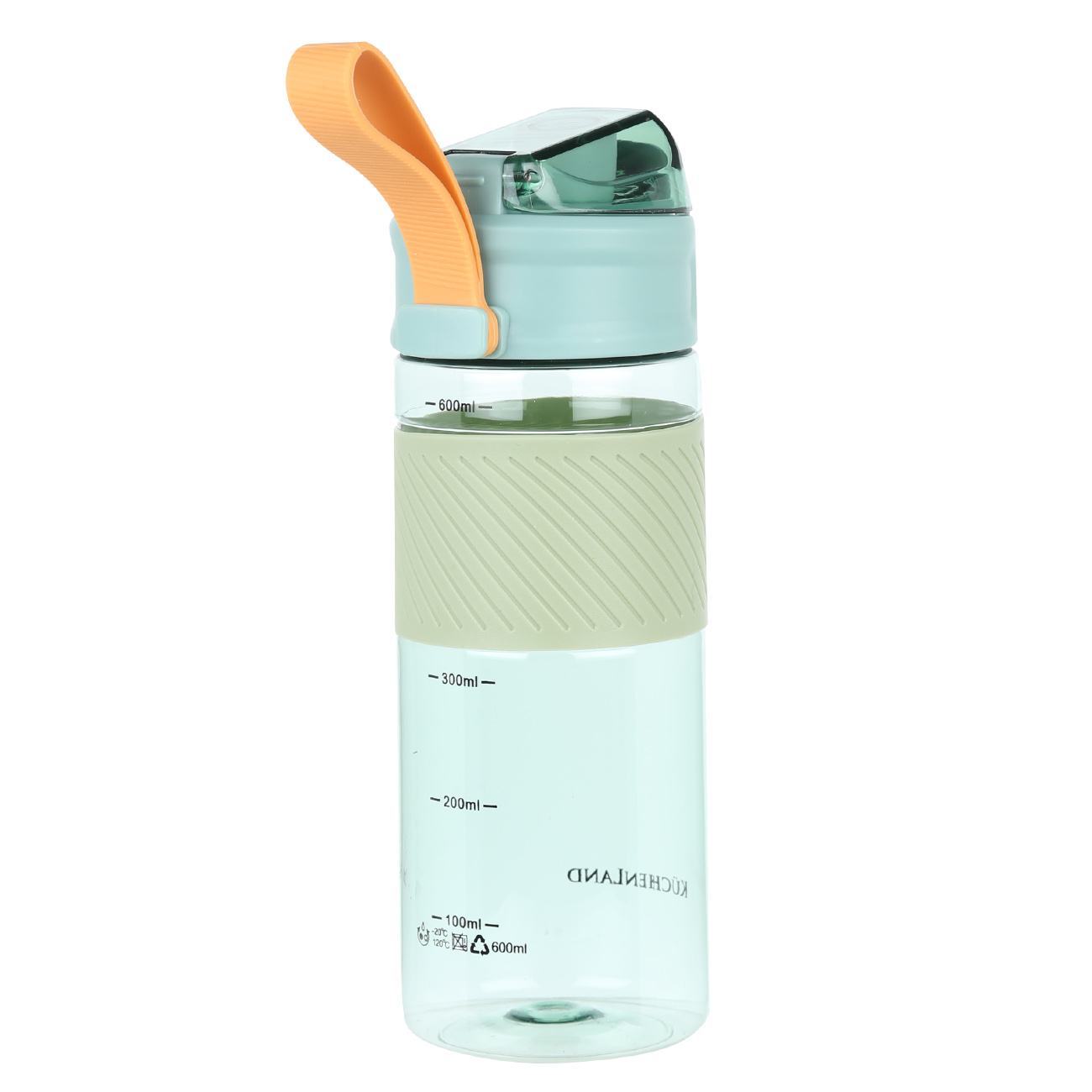 Бутылка для воды, 600 мл, пластик/силикон, зеленая, Sport изображение № 3