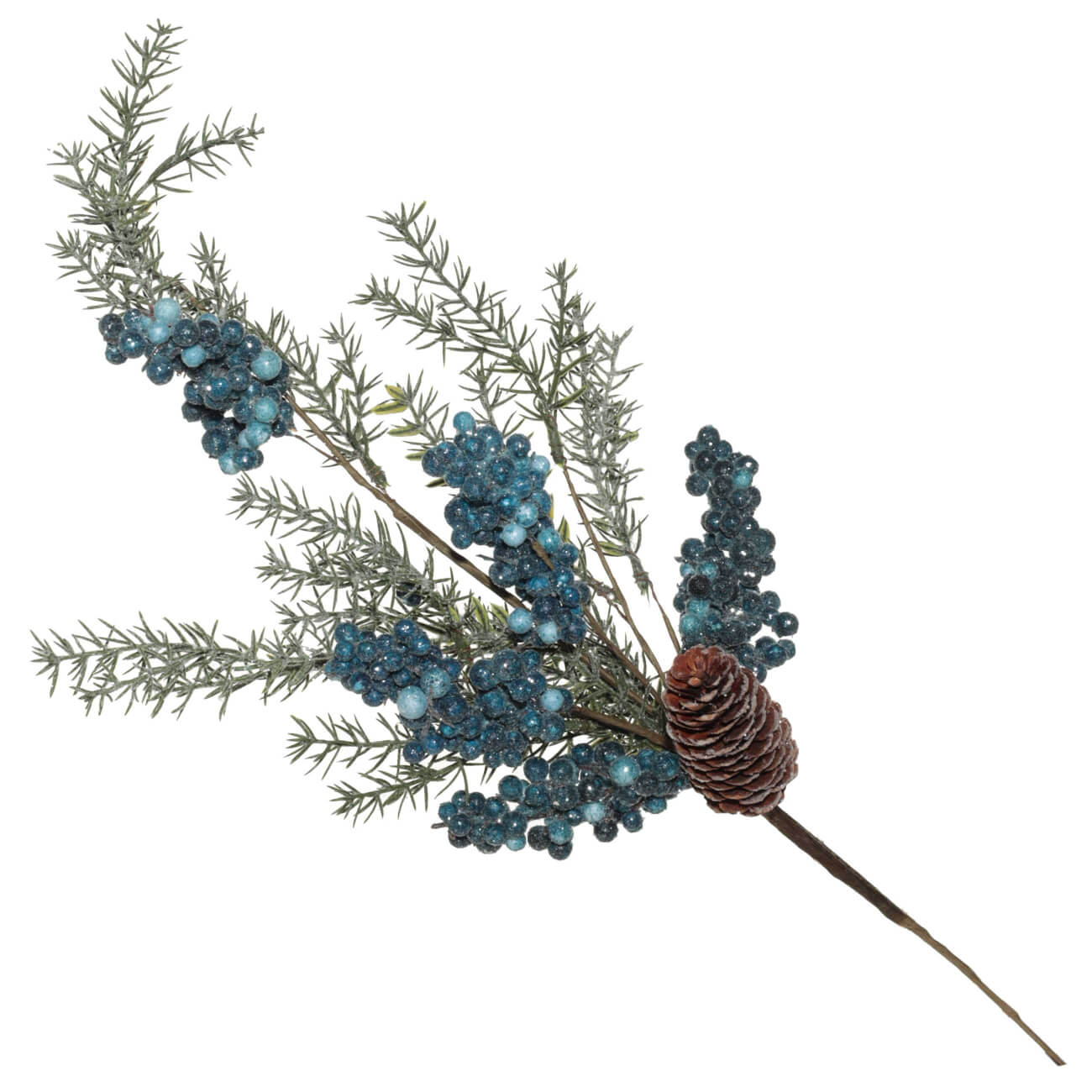 

Ветка декоративная, 65 см, пластик, Синие ягоды и ель, Blue berry