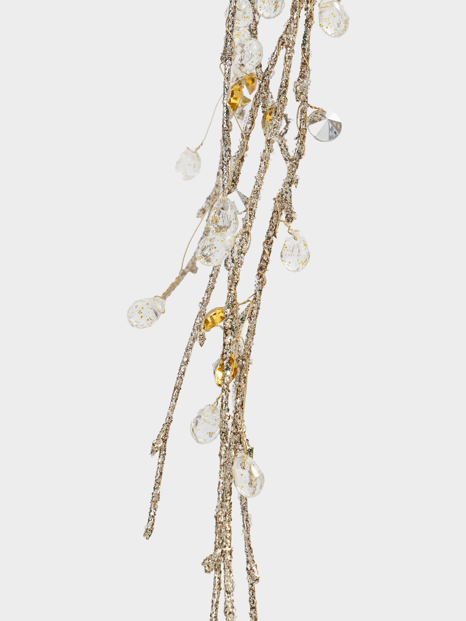 Ветка декоративная, 72 см, пластик/акрил, Серебристо-золотистые кристаллы, Crystal decor, image-4