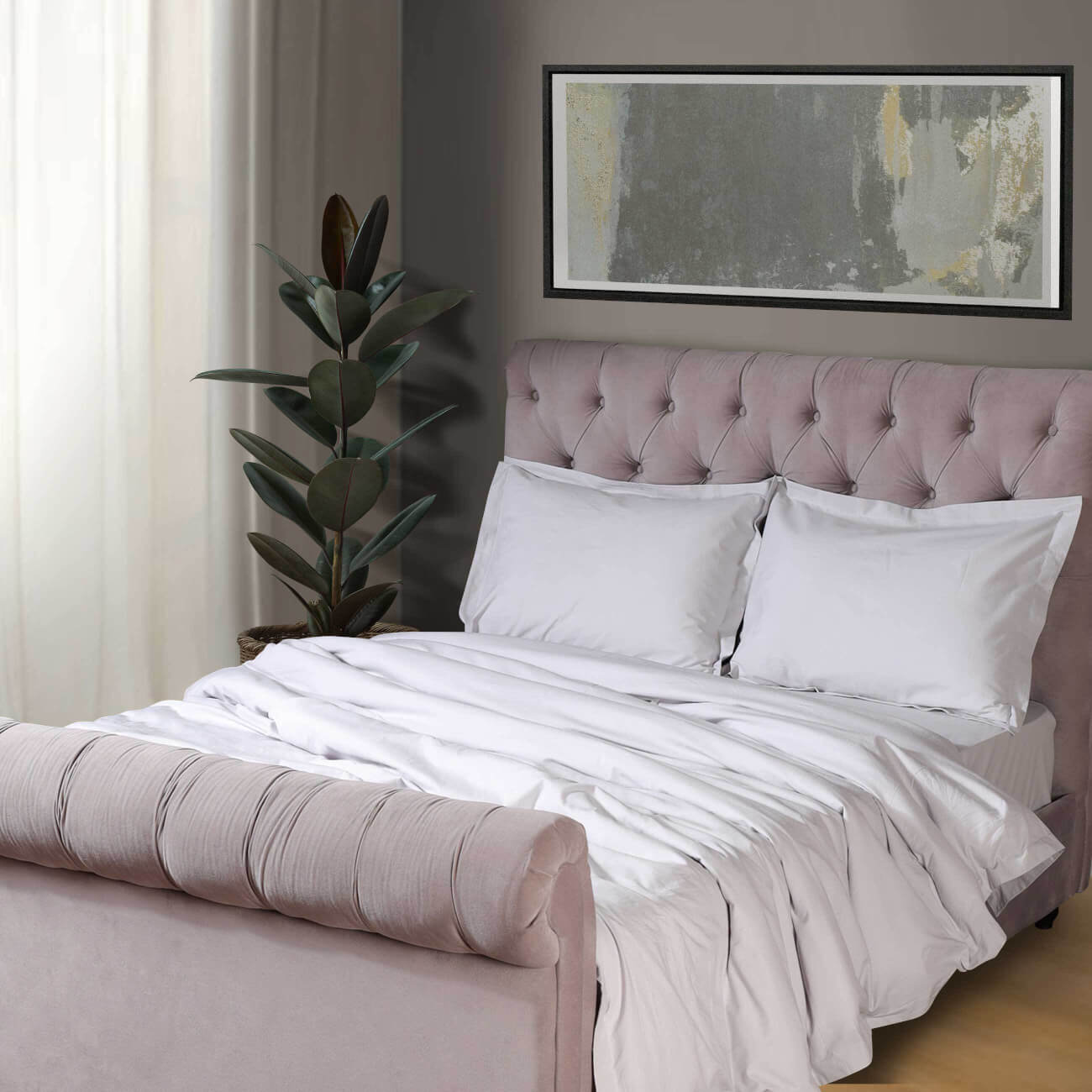 

КПБ евро, хлопок 144 ТС, серый, Washed cotton