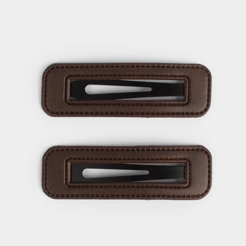 Заколка для волос, 7 см, 2 шт, полиуретан/металл, коричневая, Геометрия, Basic Leather