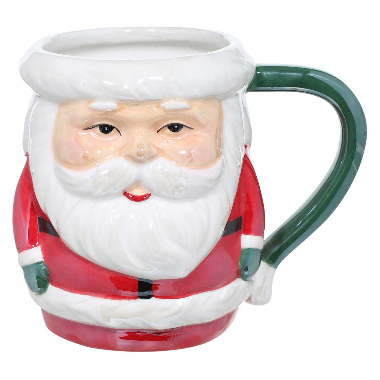 

Кружка, 380 мл, керамика, красная, перламутр, Санта, Christmas glaze