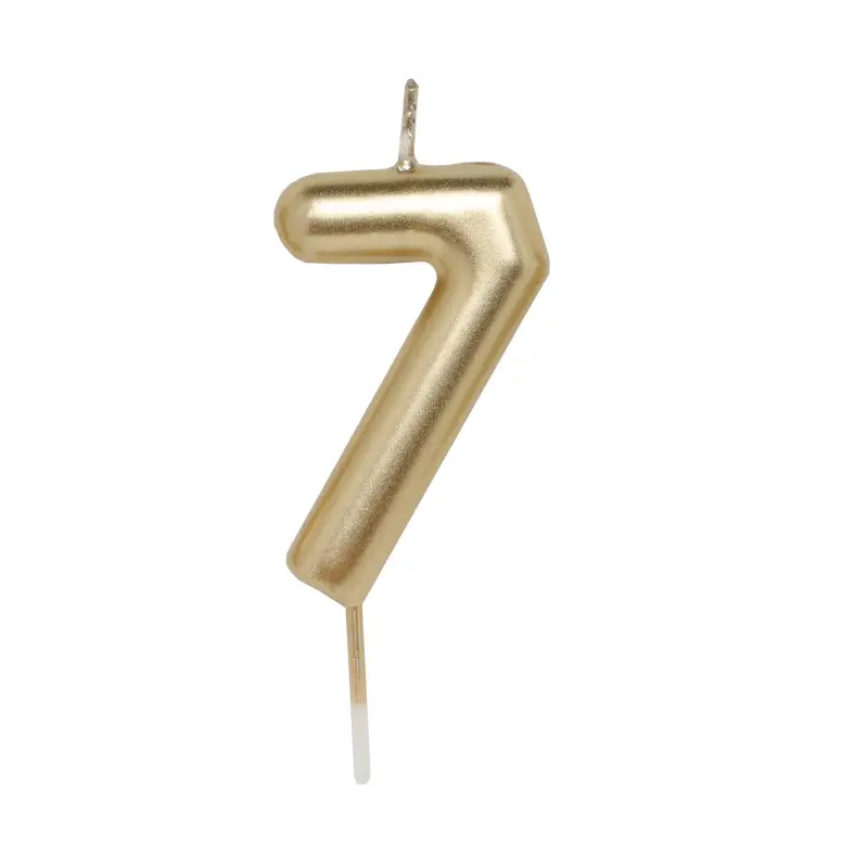 Свеча для торта, 8 см, золотистая, Цифра 7, Birthday party ,image-0