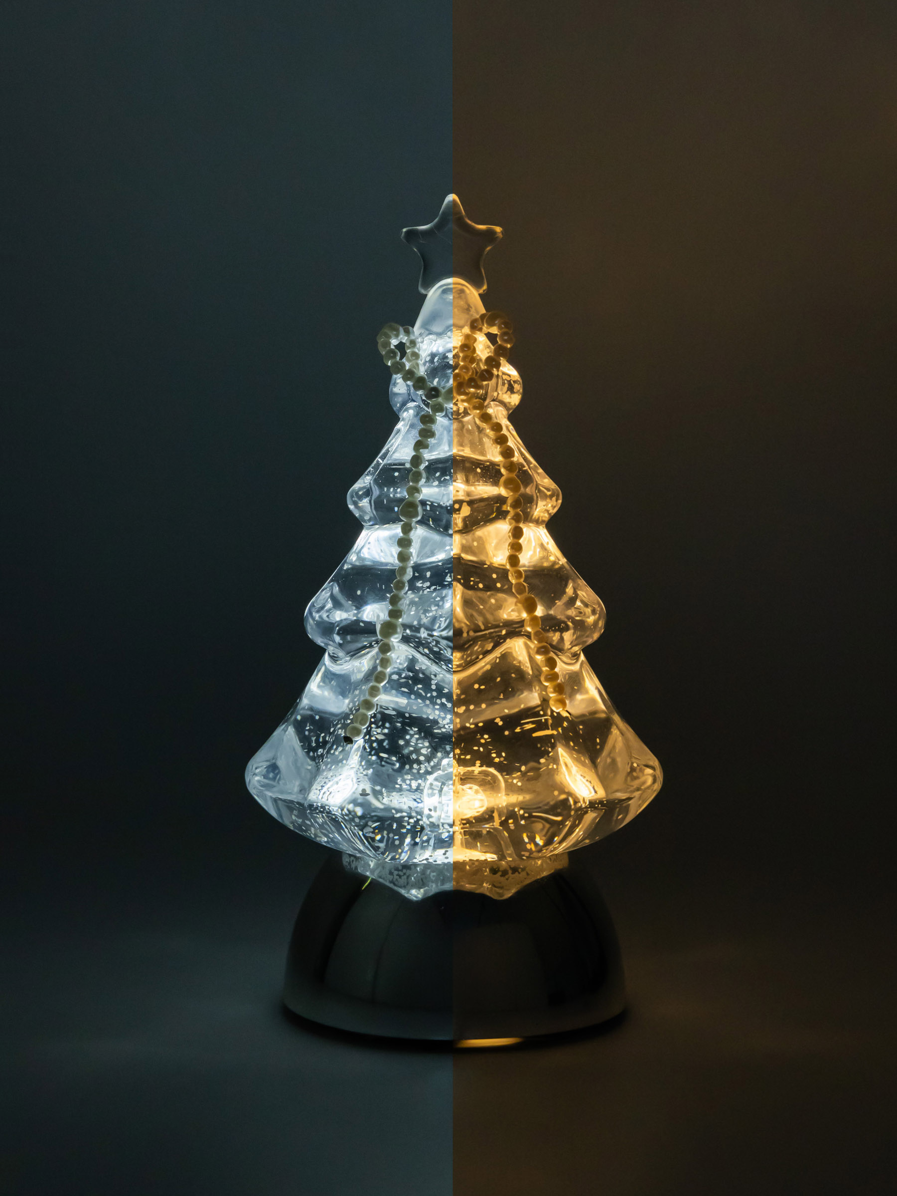 Снежный фонарь, 21 см, с подсветкой, пластик, серебристый, Ель с бантом, Silver style, image-3