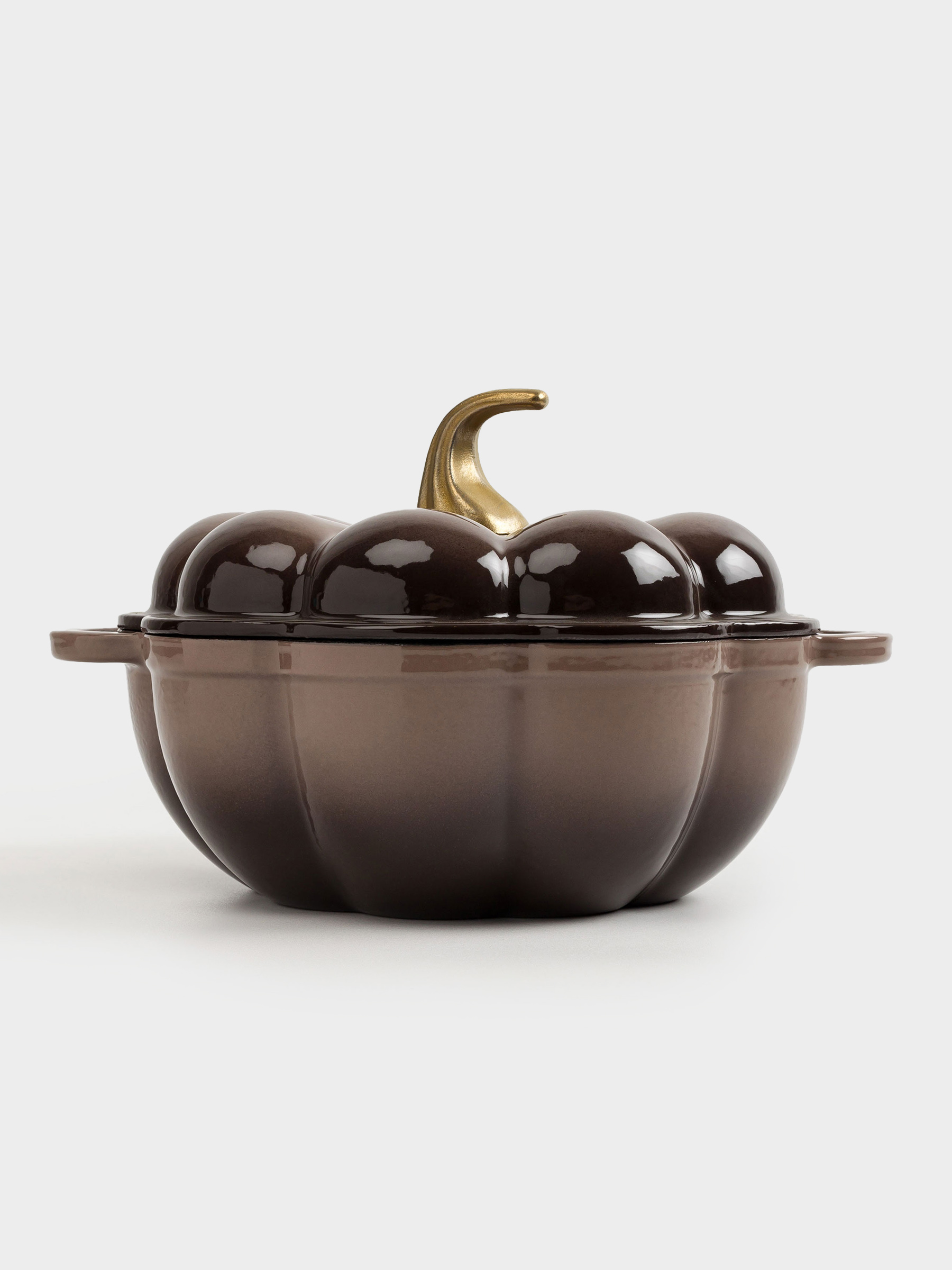 Кастрюля, 20 см, 1,7 л, с крышкой, чугун, коричневая, Тыква, Gourd, image-1