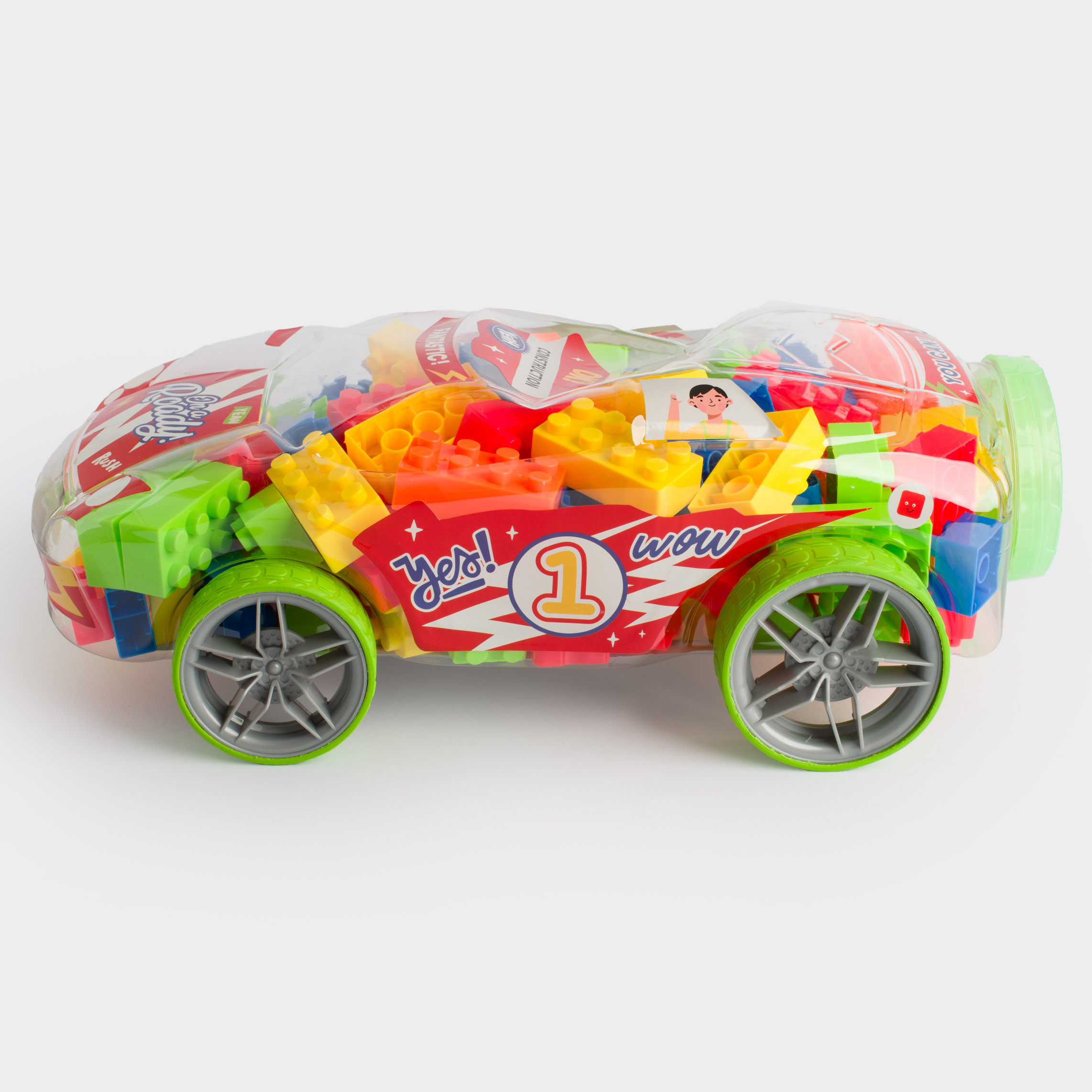 Конструктор, 41х21 см, пластик, Машинка с кубиками, Hobby kids