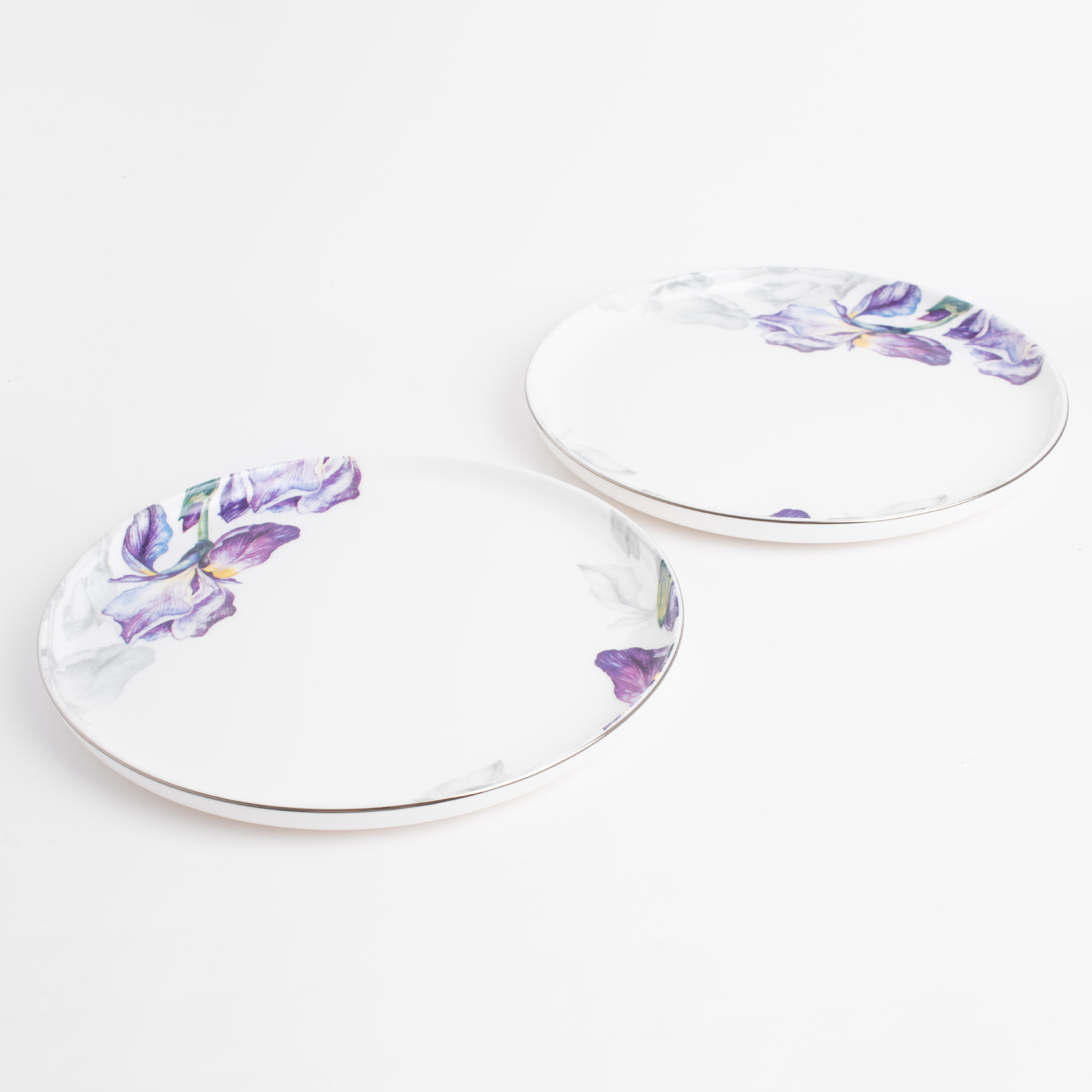 Тарелка закусочная, 24 см, 2 шт, фарфор F, с серебристым кантом, Ирисы, Antarctica Flowers изображение № 2