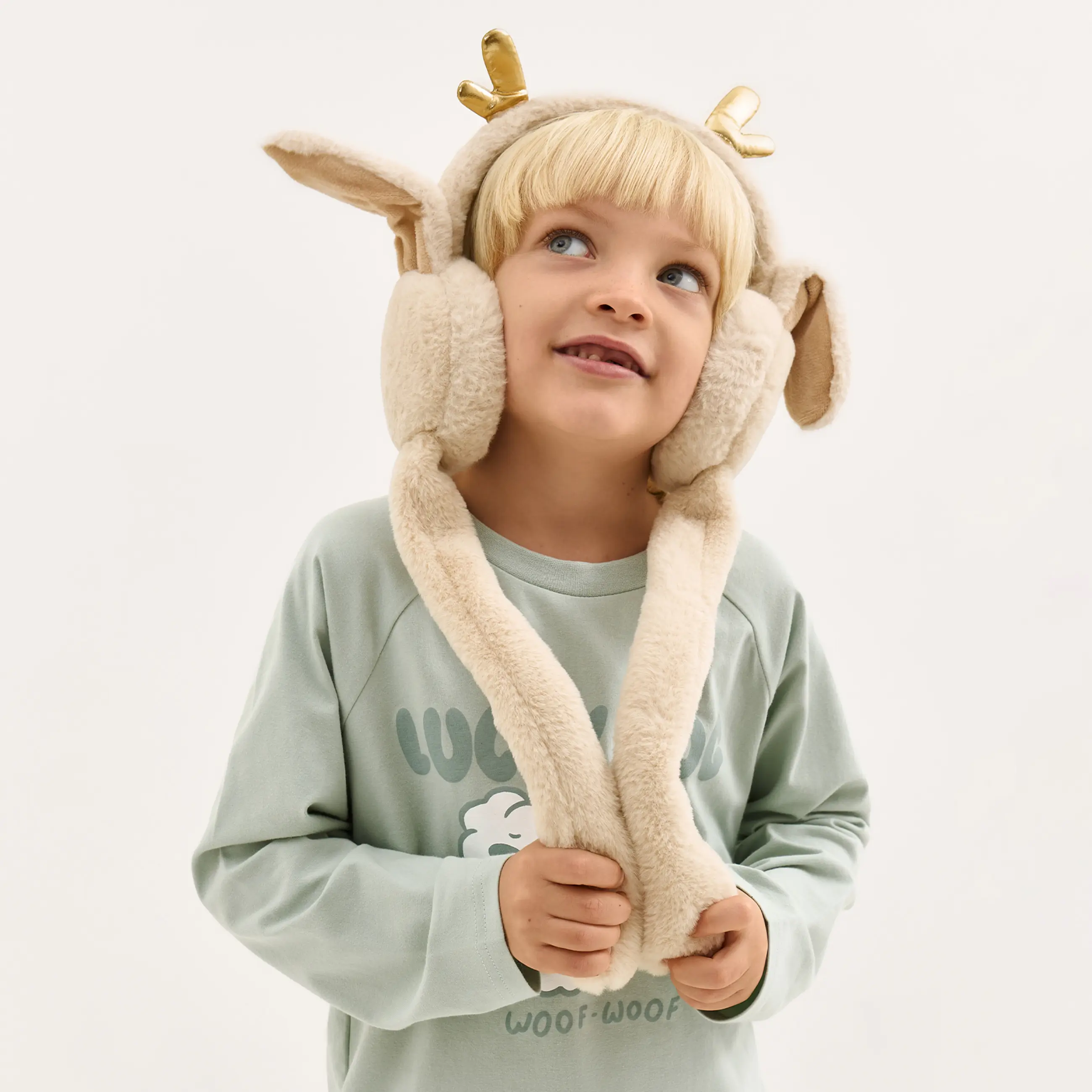 Наушники меховые, 13х20 см, с поднимающимися ушками, искусственный мех, бежевые, Rabbit