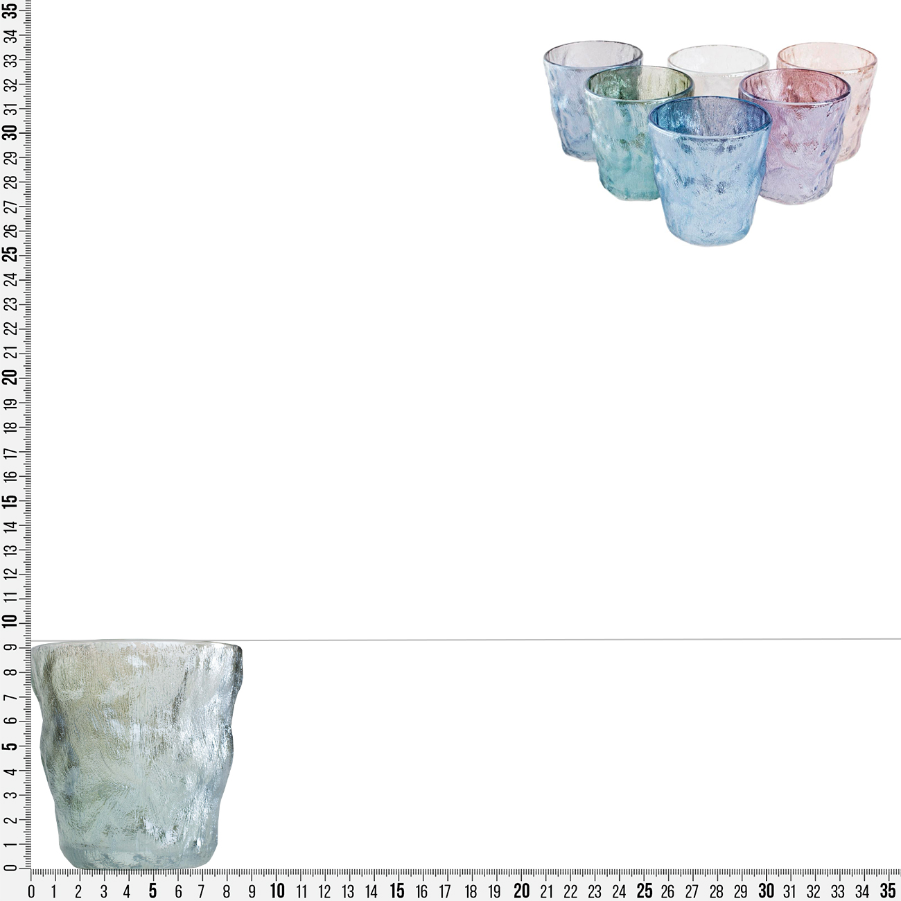 Стакан, 300 мл, 6 шт, стекло Р, цветной микс, Мятый эффект, Crumple color изображение № 8