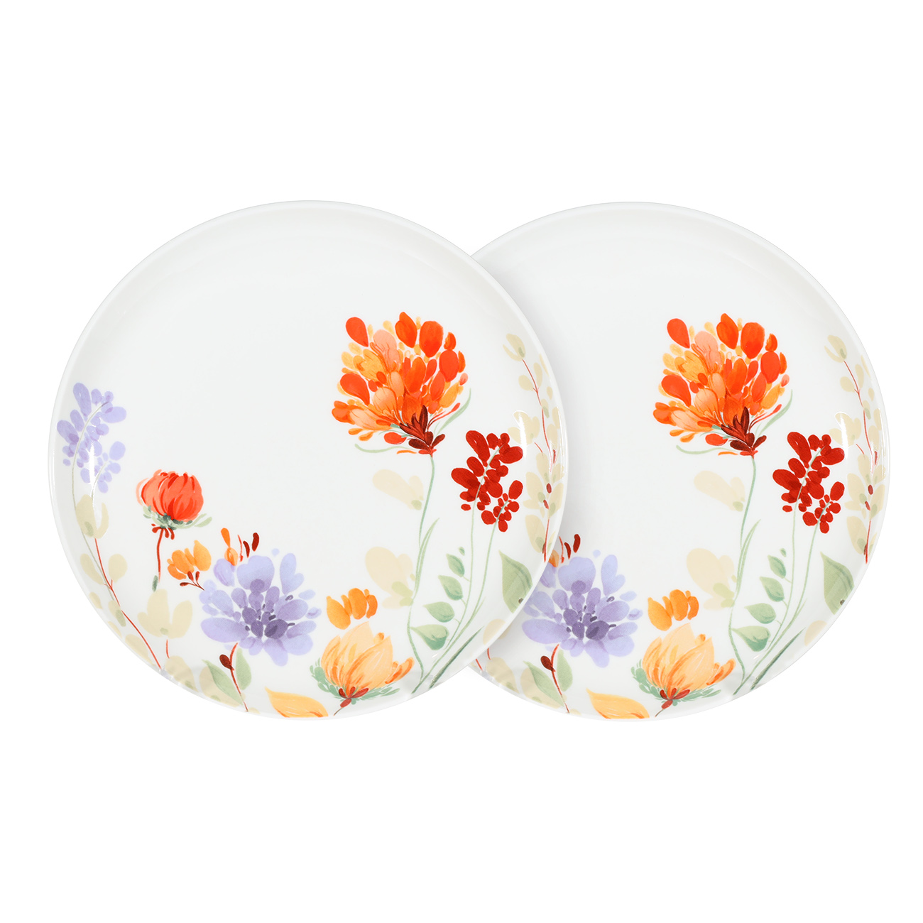 Тарелка закусочная, 21 см, 2 шт, фарфор N, белая, Акварельные цветы, Autumn bright - фото 1