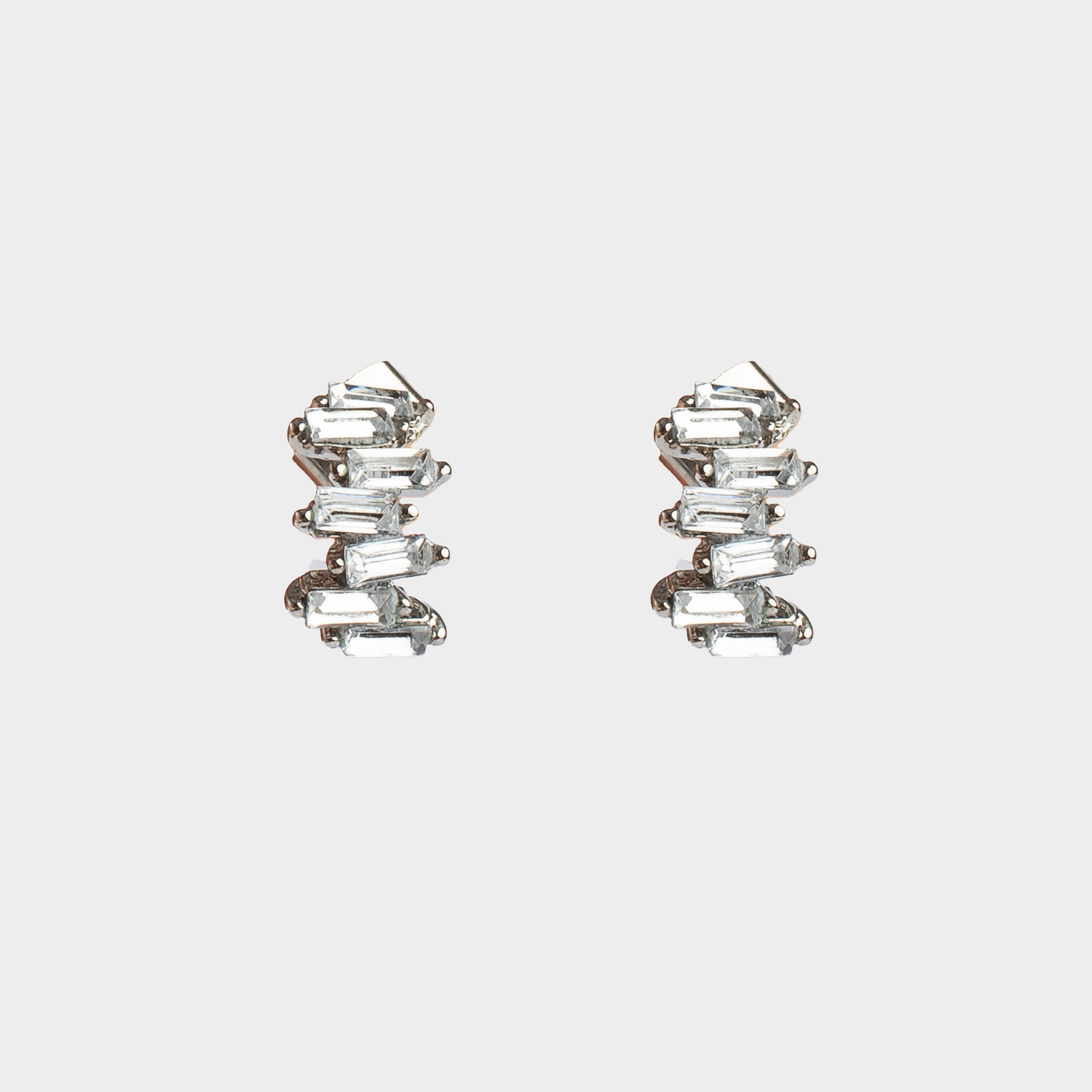Серьги-пусеты, 1 см, 2 шт, металл/акрил, серебристые, Кристаллы, Jewelry crystal