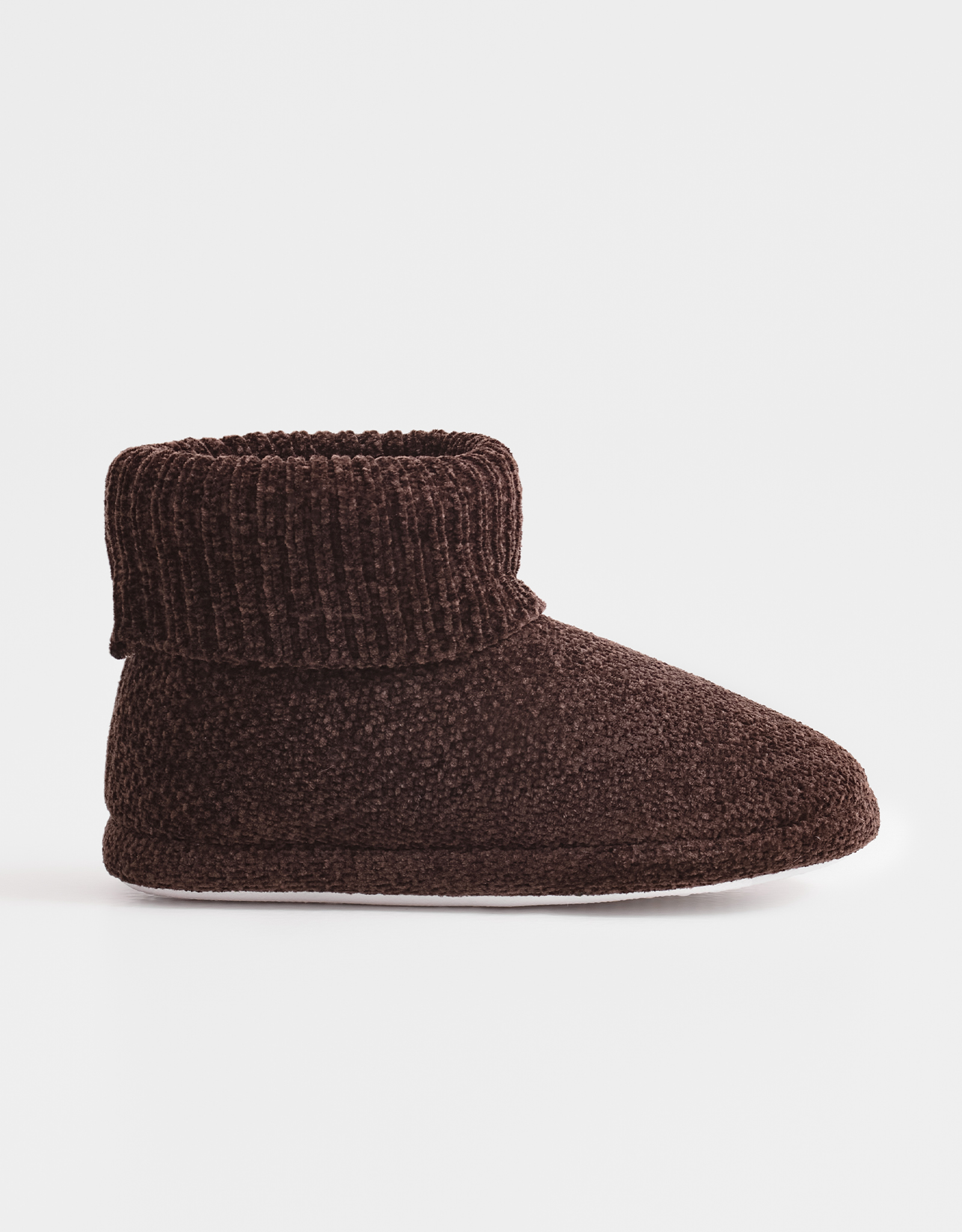 Тапочки женские, домашние, высокие, шенил/вельвет, коричневые, Knitted, image-0