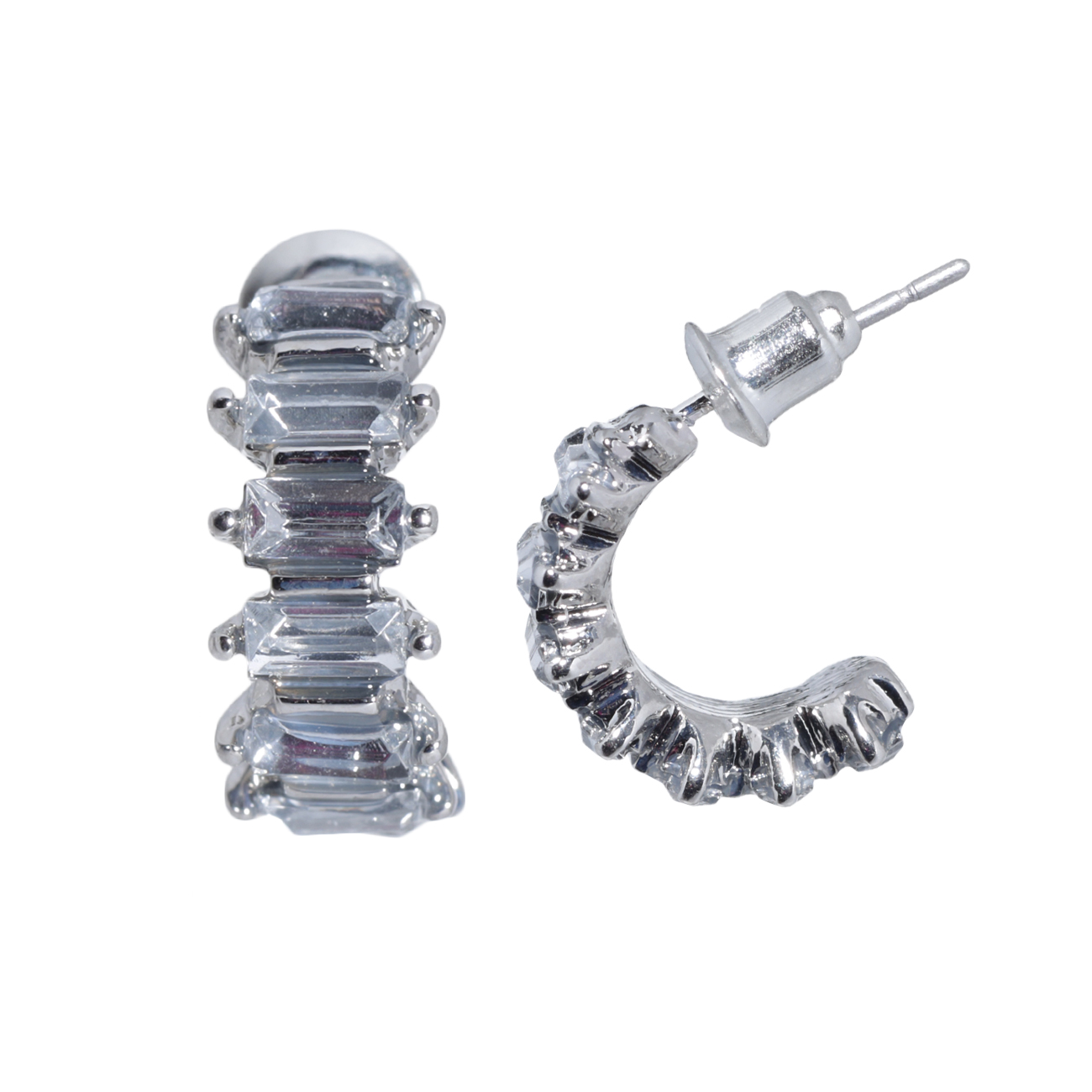 Серьги-пусеты, 1 см, 2 шт, металл/акрил, серебристые, Кристаллы, Jewelry crystal изображение № 2