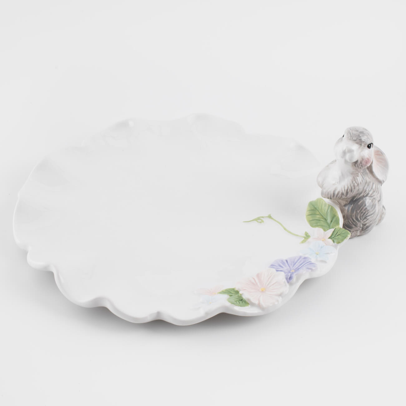 Блюдо, 24 см, керамика, белое, Кролик и цветы, Pure easter изображение № 1
