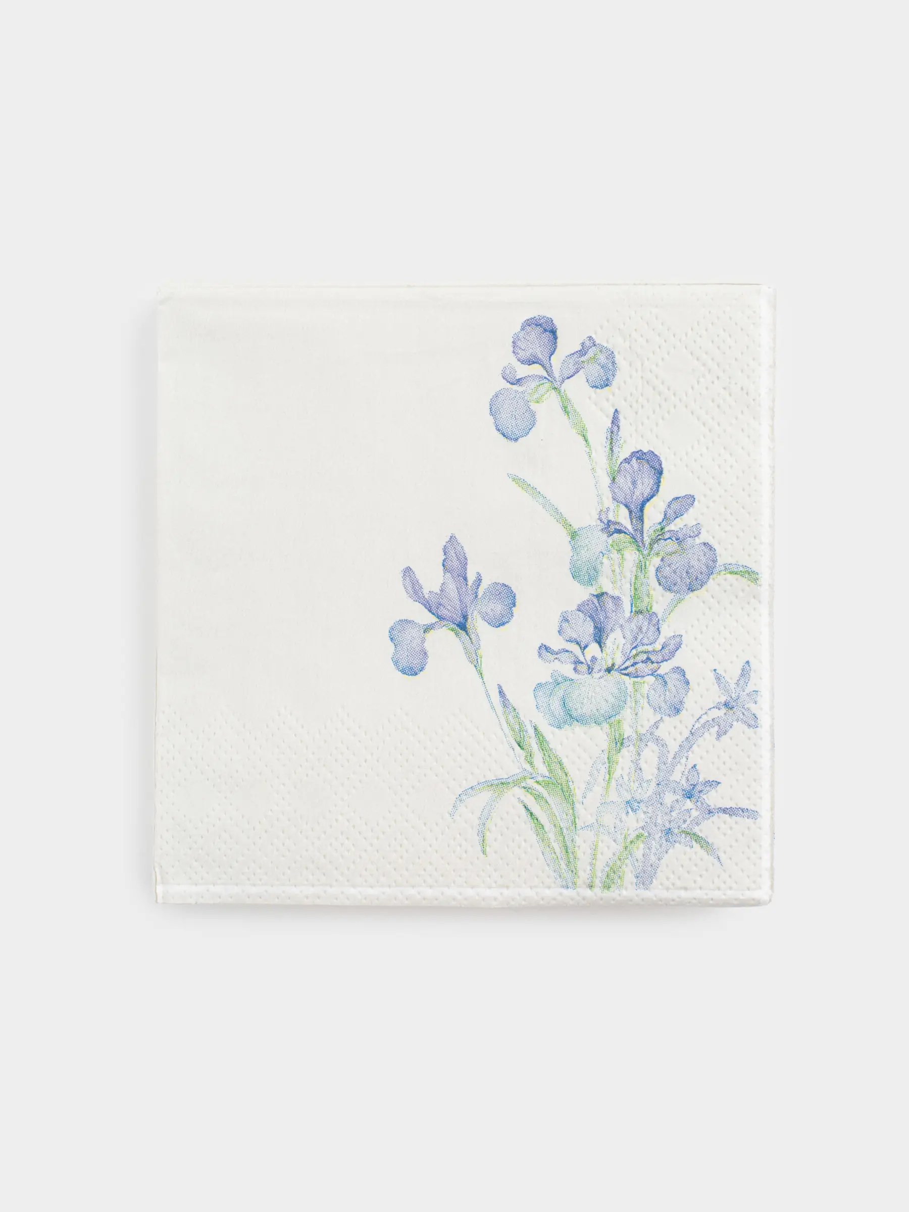 Салфетки бумажные, 21х21 см, 20 шт, квадратные, белые, Ирисы, Iris garden