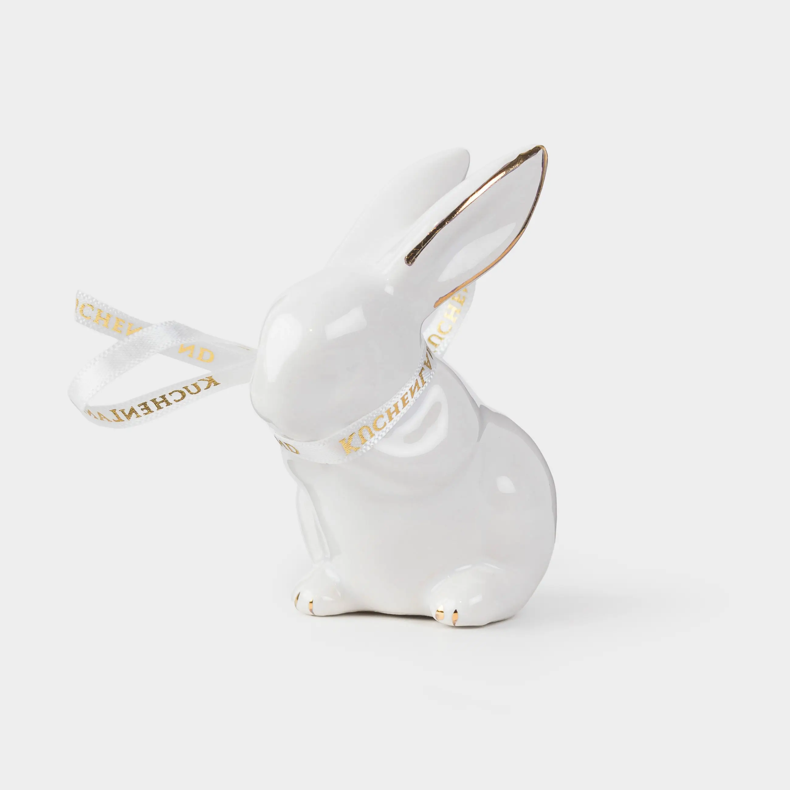 Статуэтка, 7 см, керамика, бело-золотистая, Кролик, Easter gold, image-0