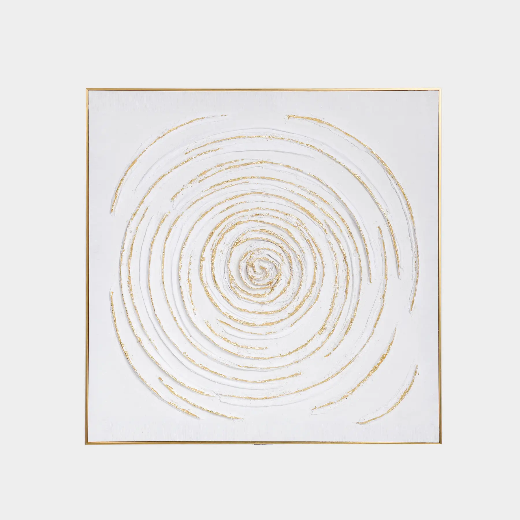 Картина в раме, 80х80 см, холст/фольга, бежево-золотистая, Круги, Abstract