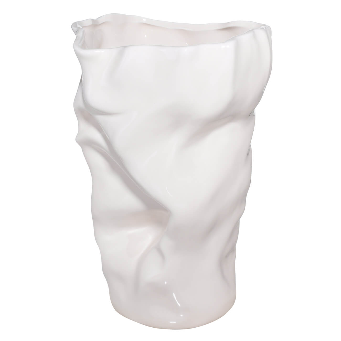 Ваза для цветов, 27 см, керамика, молочная, Мятый эффект, Crumple ваза для ов 27 см керамика молочная мятый эффект crumple