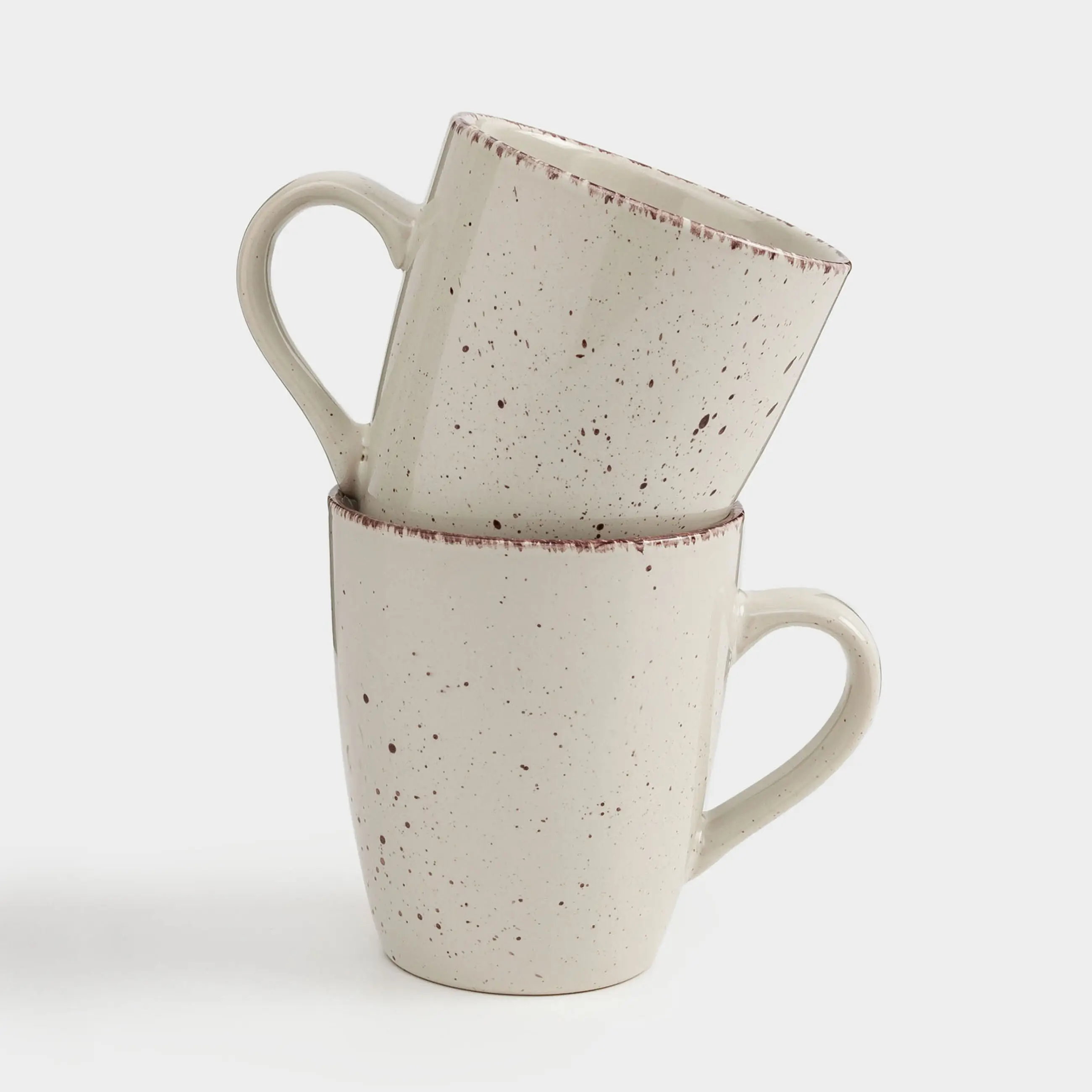 Кружка, 400 мл, 2 шт, керамика, бежевая, в крапинку, Speckled, image-0