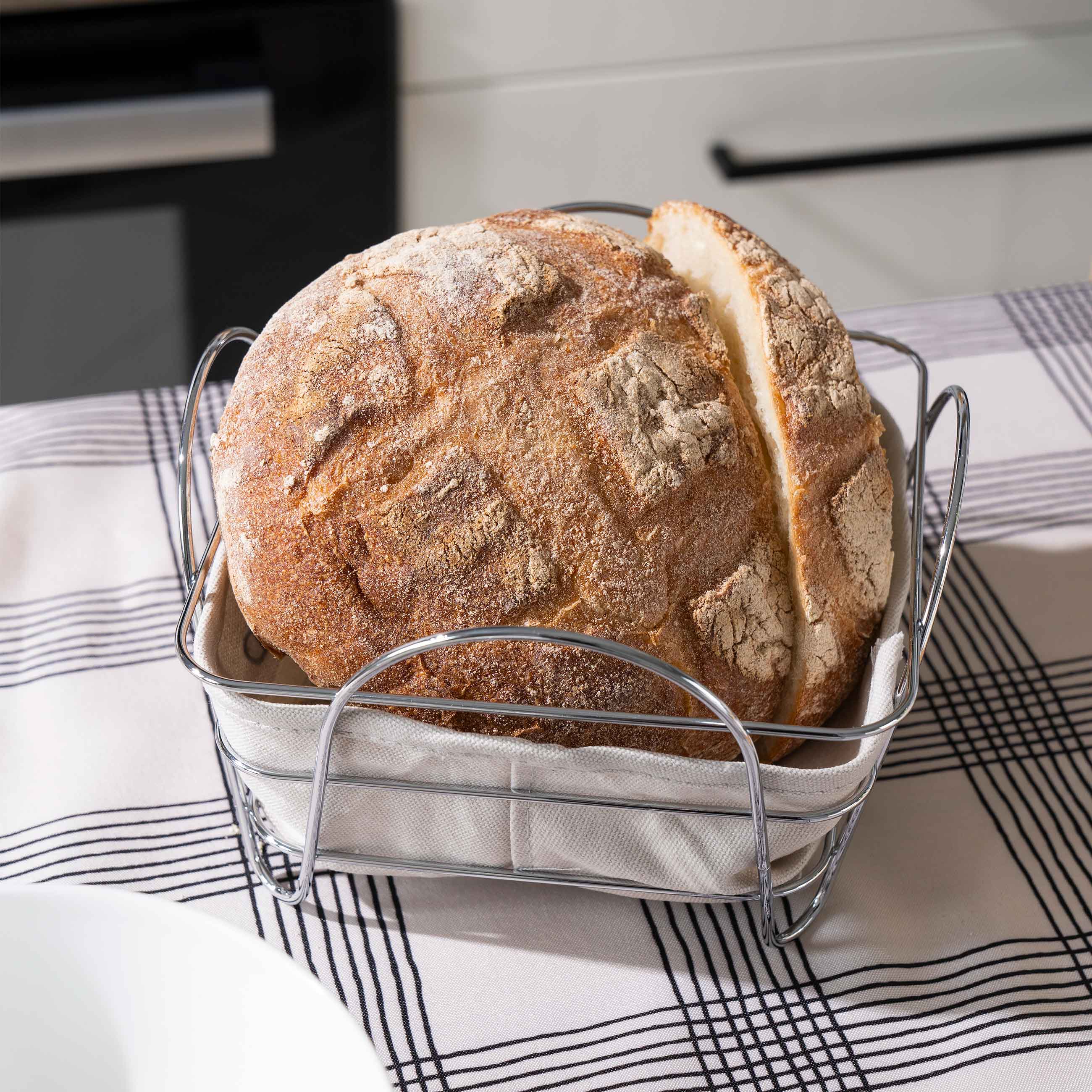 Корзина для хлеба, 21x21 см, хлопок/металл, квадратная, серая/серебристая, Twist silver изображение № 4